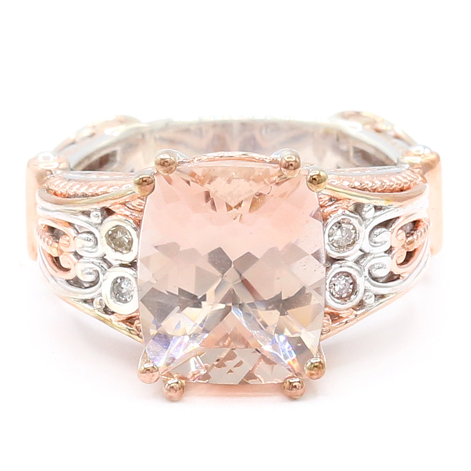 Limited Edition Gems en Vogue 4.34ctw Peach Morganite & Diamond Ring