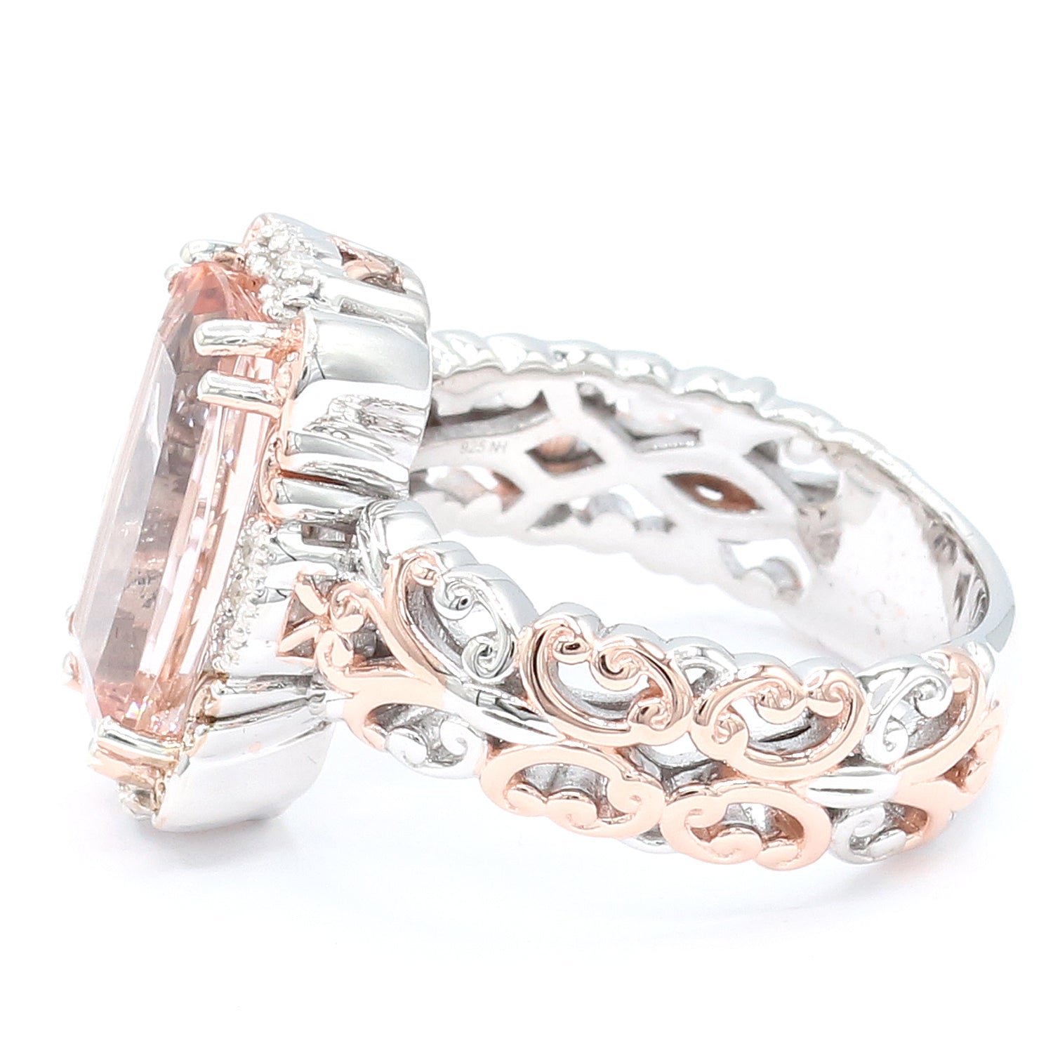 Limited Edition Gems en Vogue One-of-a-Kind 4.01ctw Peach Morganite & Diamond Ring