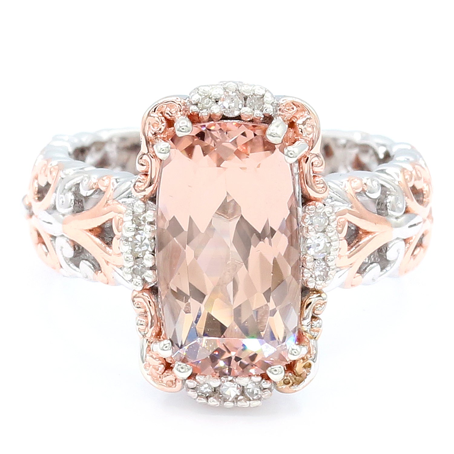 Limited Edition Gems en Vogue One-of-a-Kind 4.01ctw Peach Morganite & Diamond Ring