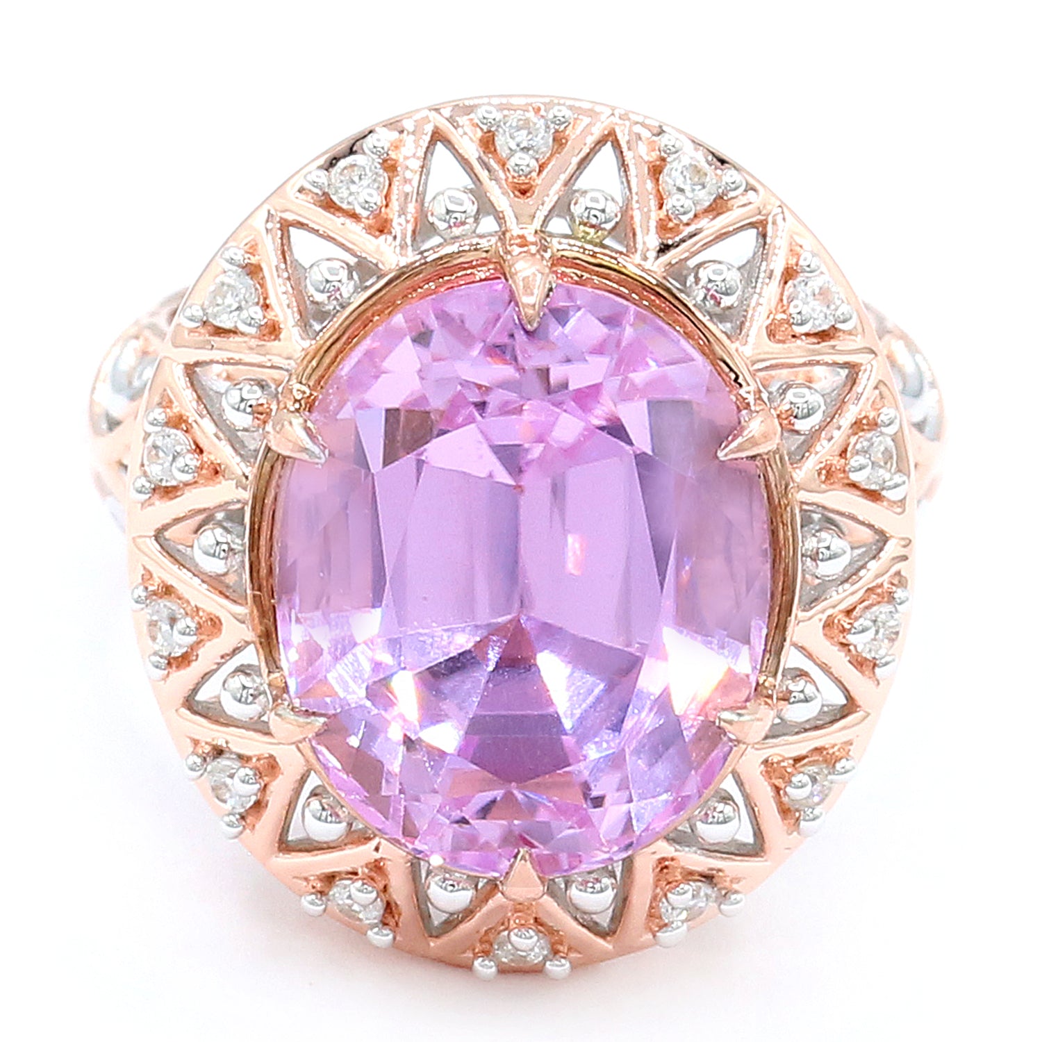 Limited Edition Gems en Vogue Luxe, One-of-a-Kind 15.12ctw Kunzite & White Zircon Ring