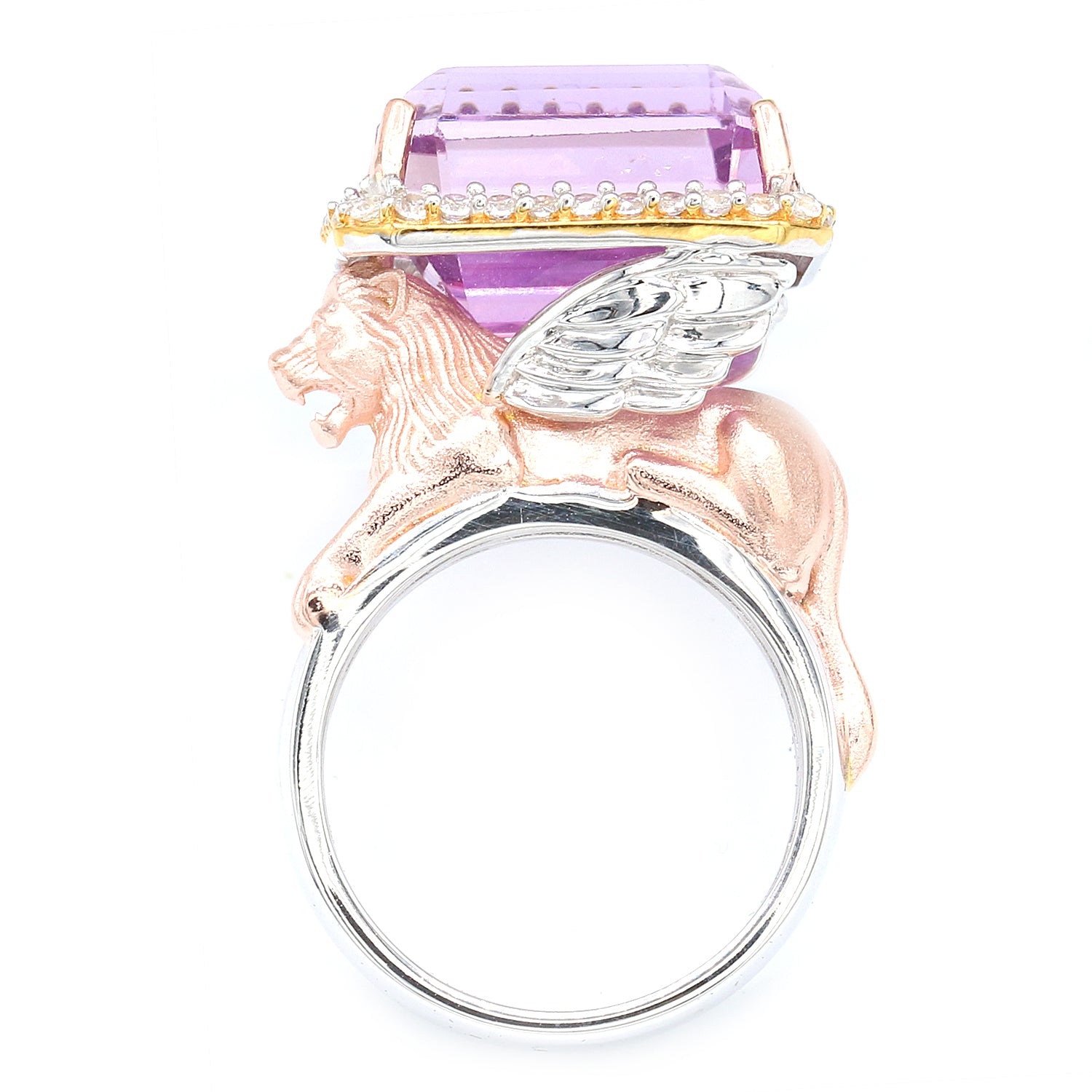 Limited Edition Gems en Vogue Luxe 17.02ctw Kunzite & White Zircon Griffin Ring