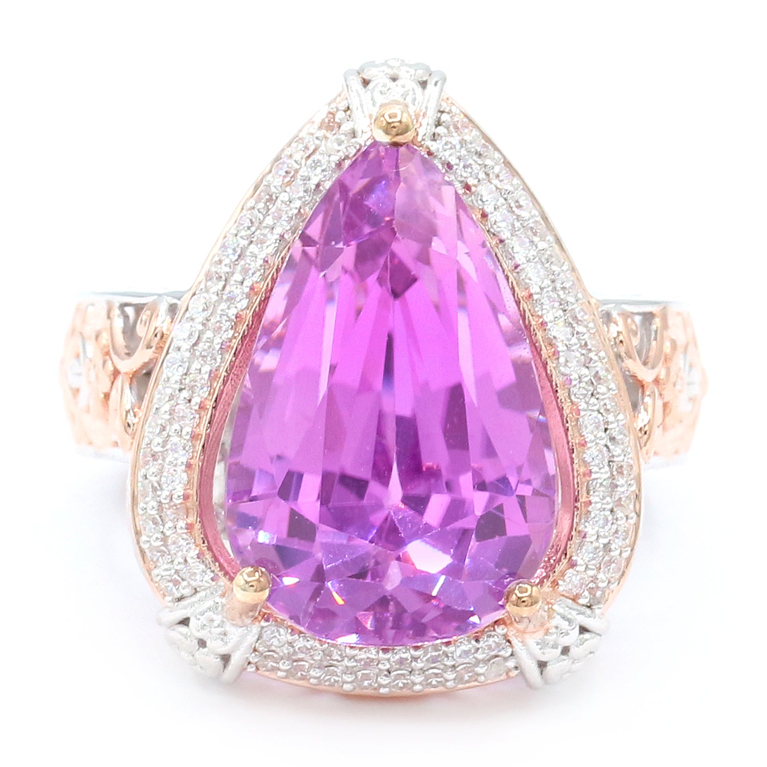 Limited Edition Gems en Vogue Luxe, One-of-a-Kind 18.13ctw Kunzite & White Zircon Ring