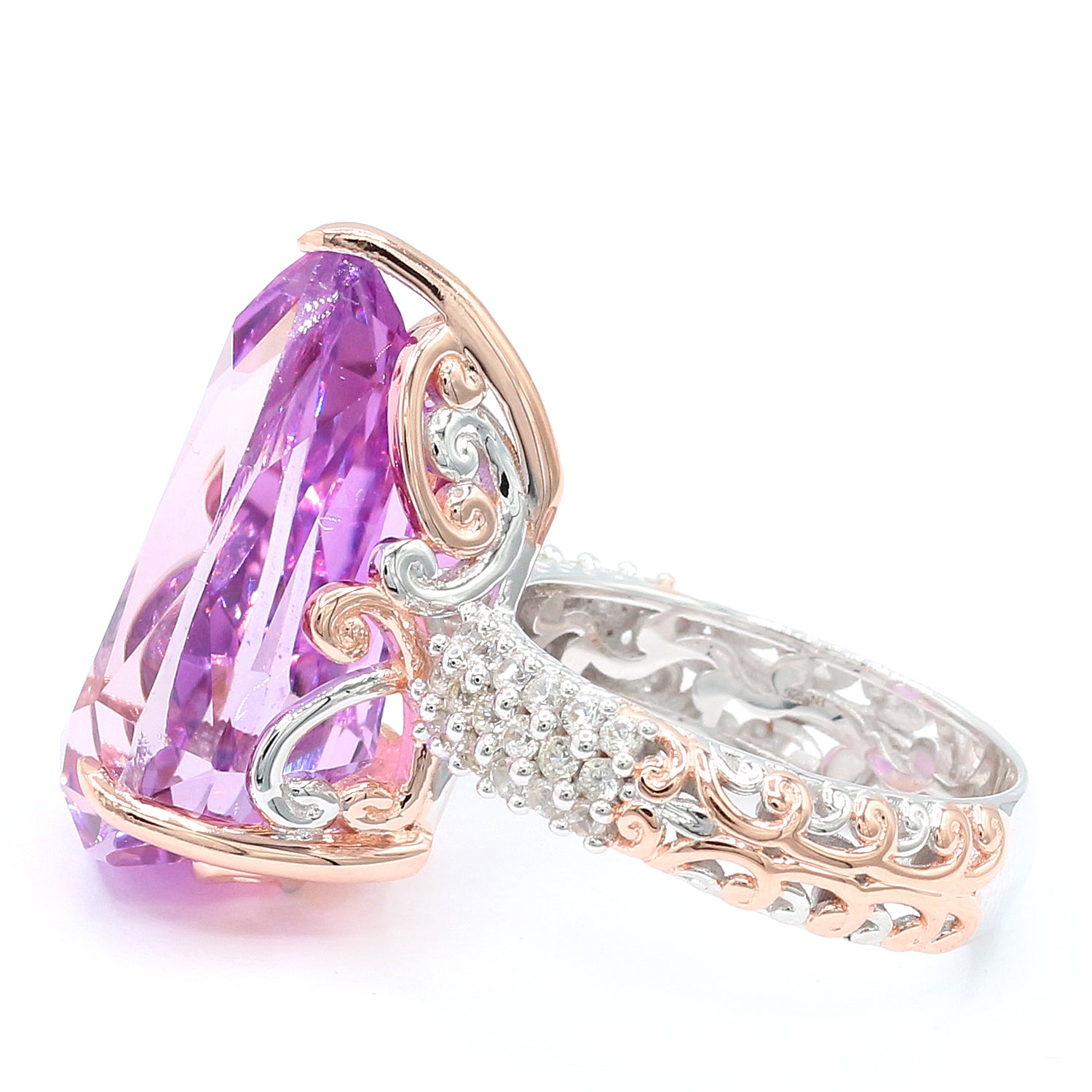 Limited Edition Gems en Vogue Luxe, One-of-a-Kind 20.70ctw Martha Rocha 5A Kunzite & White Zircon Ring