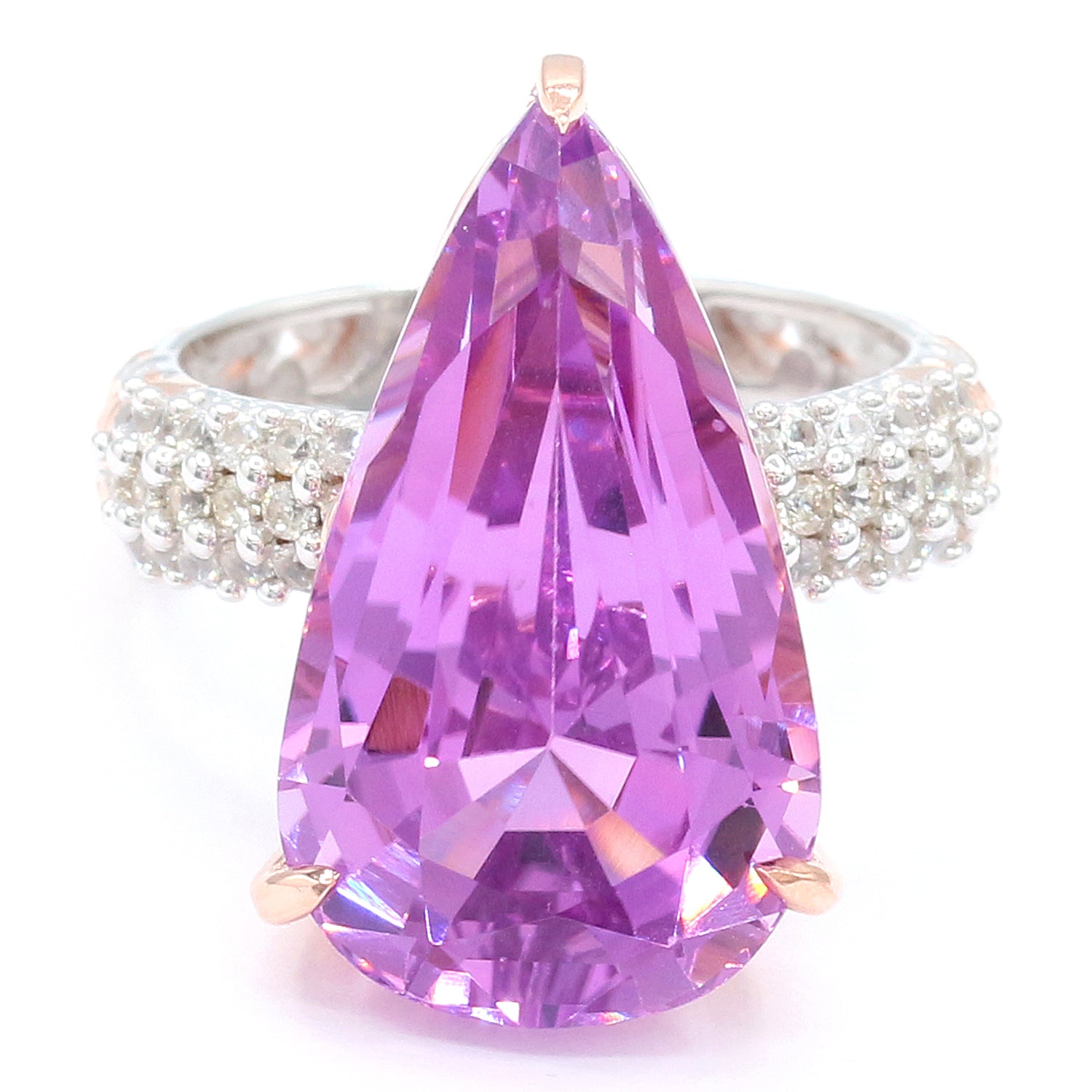 Limited Edition Gems en Vogue Luxe, One-of-a-Kind 20.70ctw Martha Rocha 5A Kunzite & White Zircon Ring