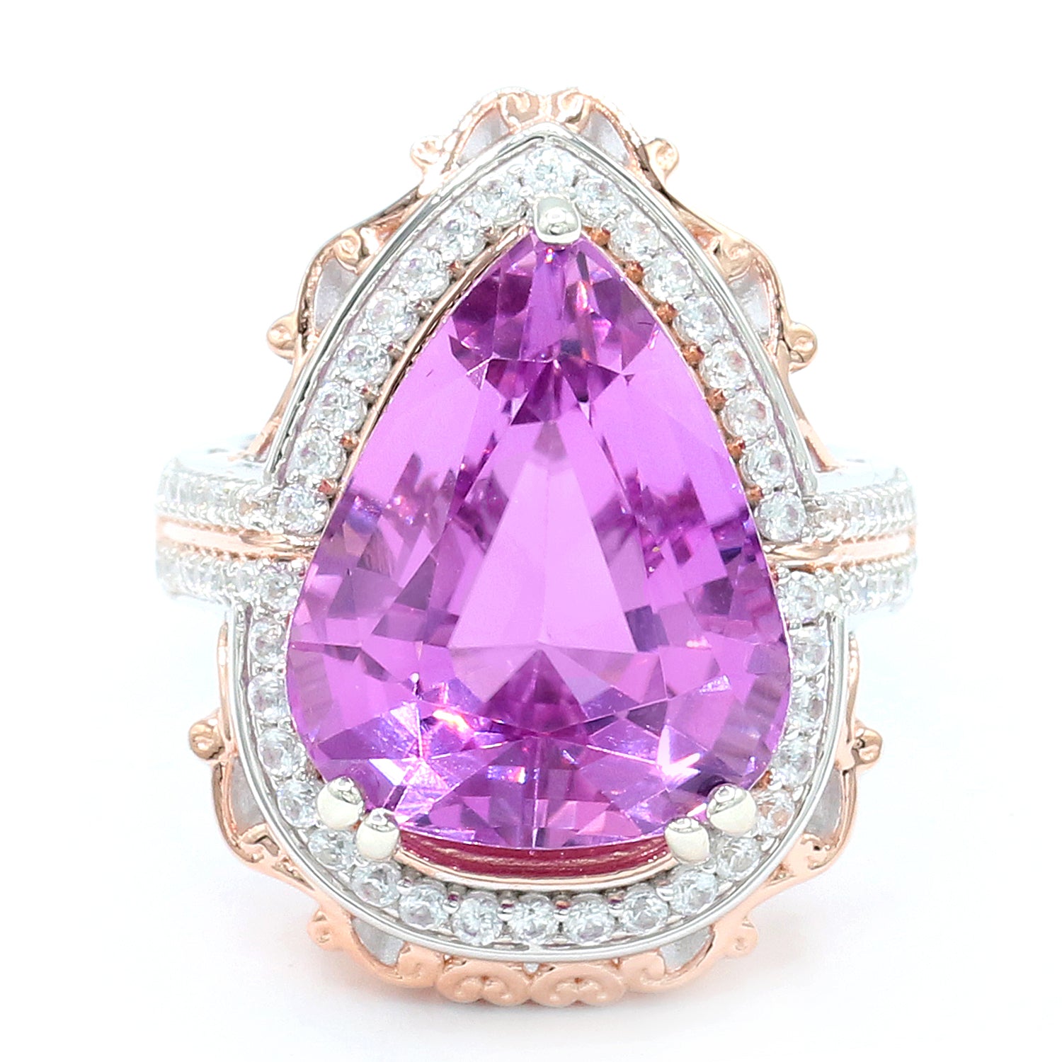 Limited Edition Gems en Vogue Luxe, One-of-a-Kind 18.87ctw Martha Rocha 5A Kunzite & White Zircon Ring