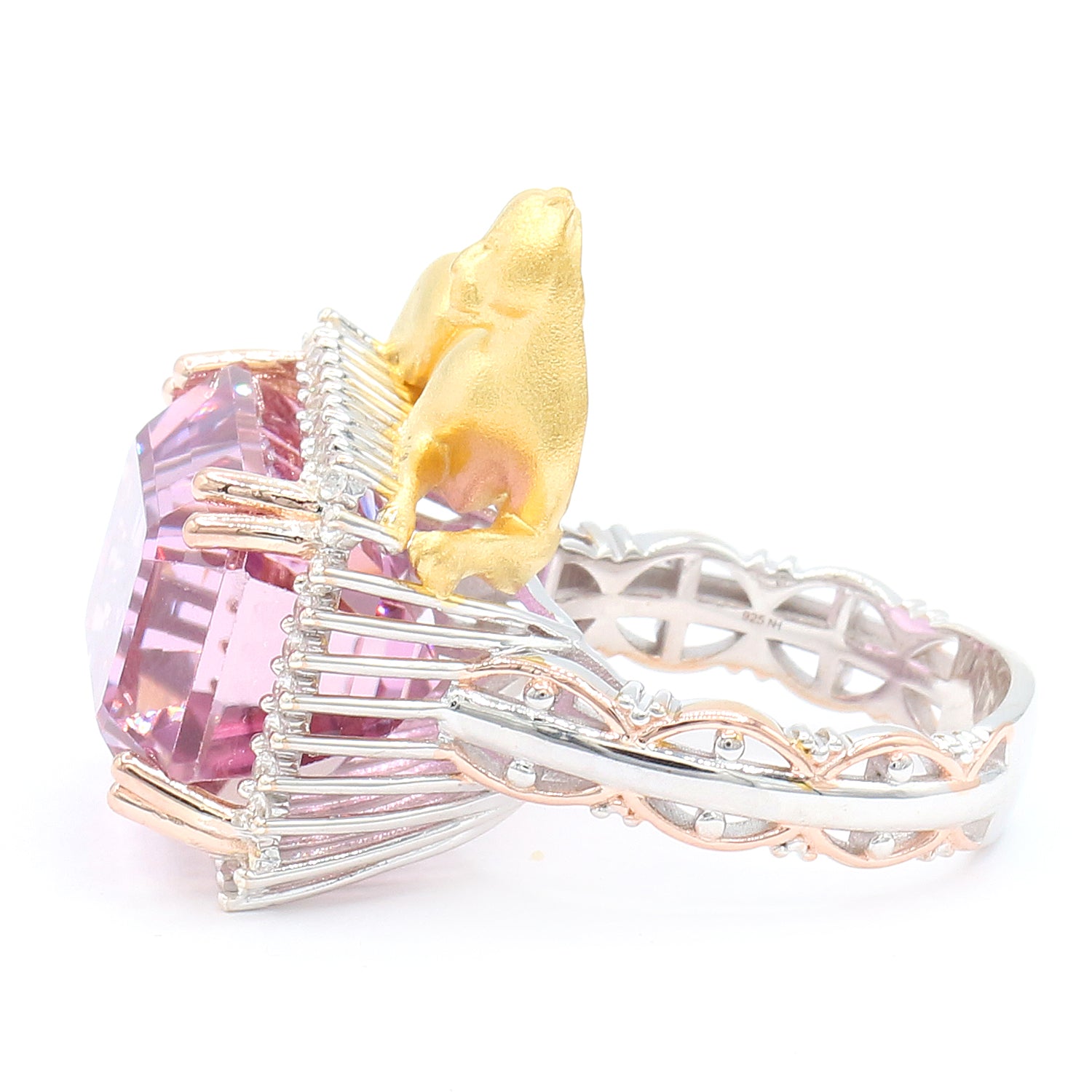 Limited Edition Gems en Vogue Luxe, One-of-a-Kind 28.87ctw Martha Rocha 5A Kunzite & White Zircon Panther Ring