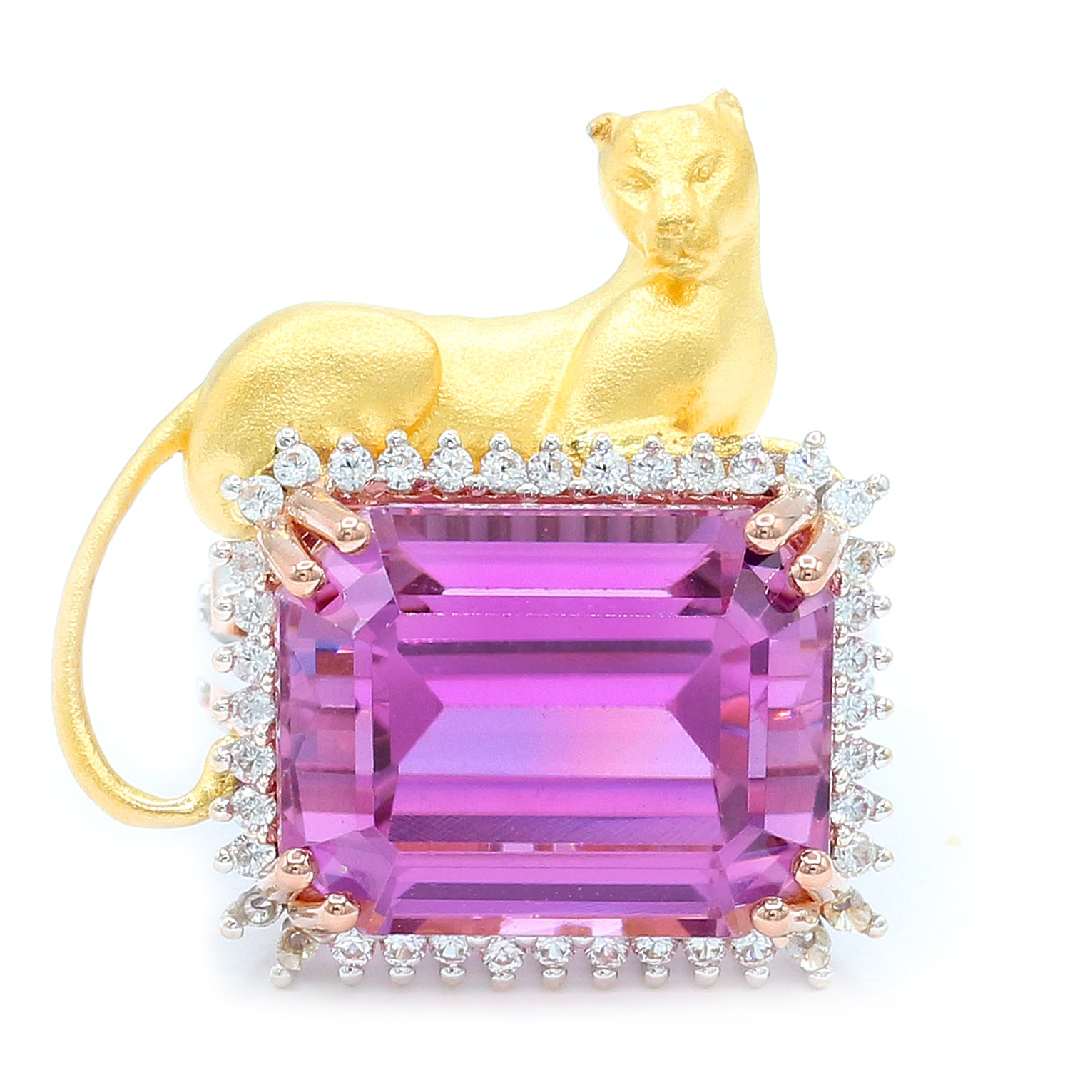 Limited Edition Gems en Vogue Luxe, One-of-a-Kind 28.87ctw Martha Rocha 5A Kunzite & White Zircon Panther Ring