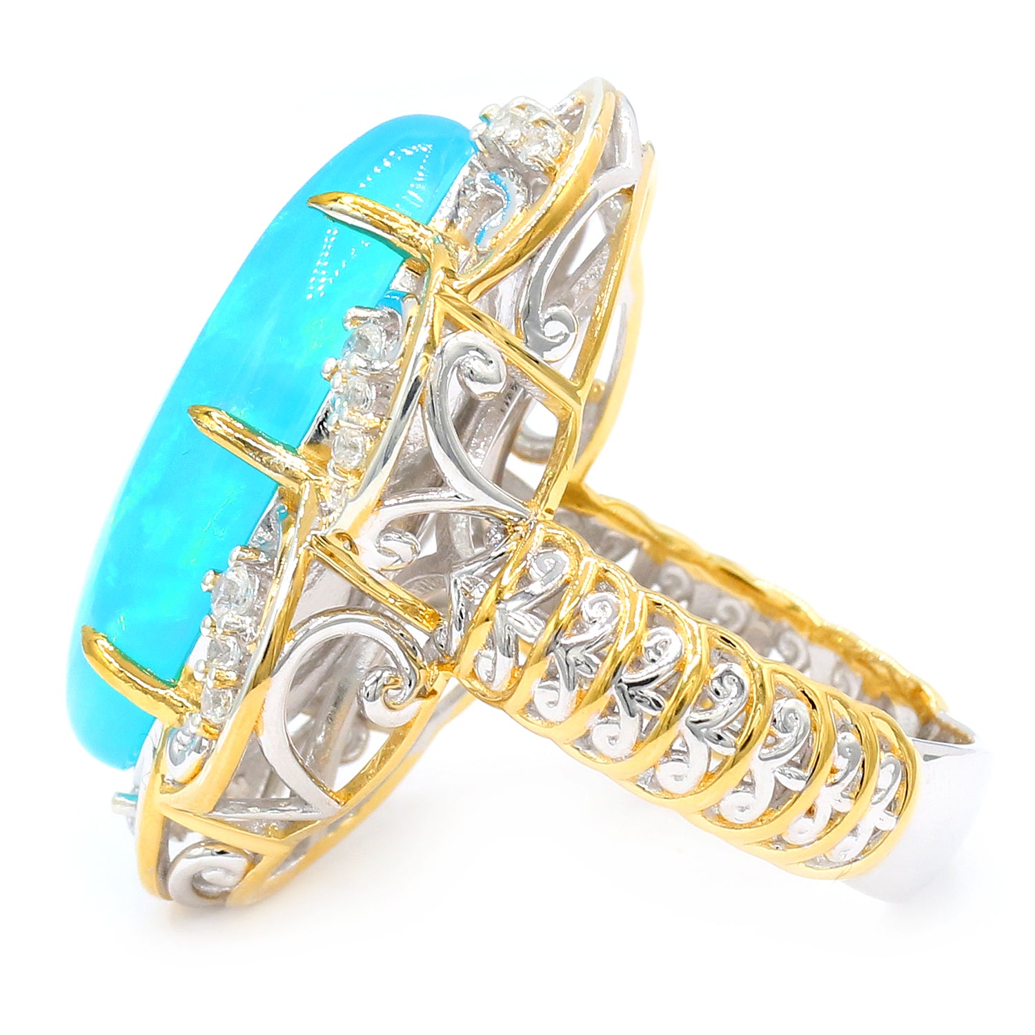 Limited Edition Gems en Vogue One-of-a-Kind 9.56ctw Paraiba Opal & White Zircon Ring