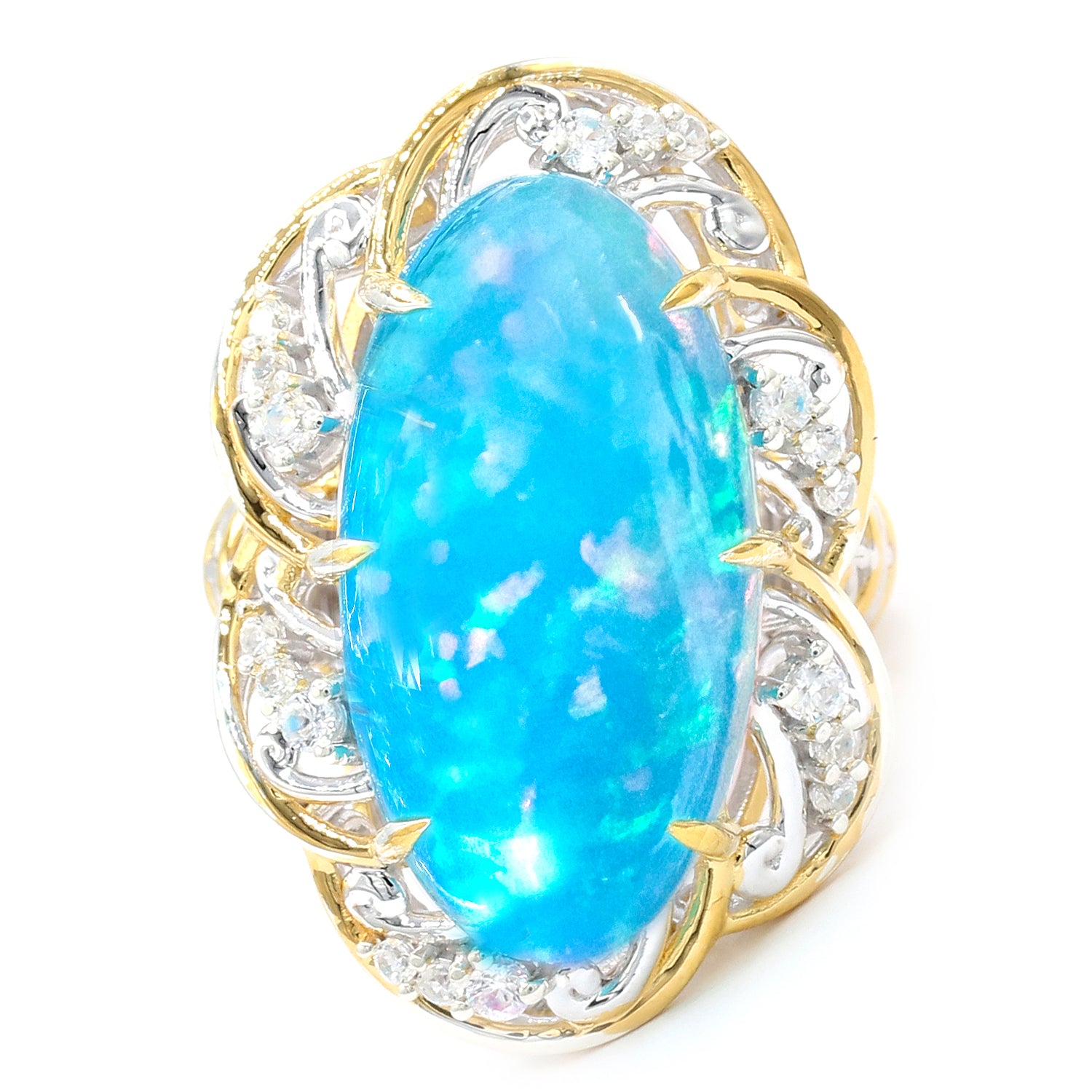 Limited Edition Gems en Vogue One-of-a-Kind 9.56ctw Paraiba Opal & White Zircon Ring