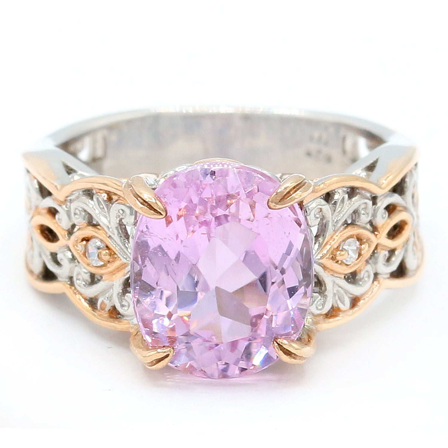 Gems en Vogue 5.76ctw Kunzite & White Zircon Ring