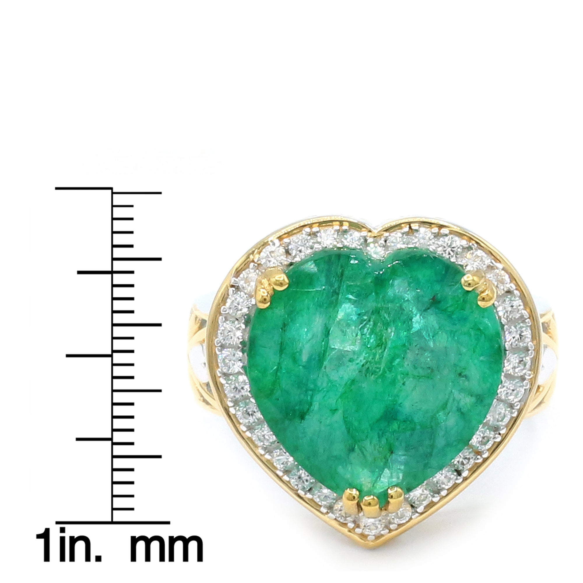 Gems en Vogue 24K Palladium Silver 9.92ctw Heart Shape Zambian Emerald & White Zircon Halo Ring