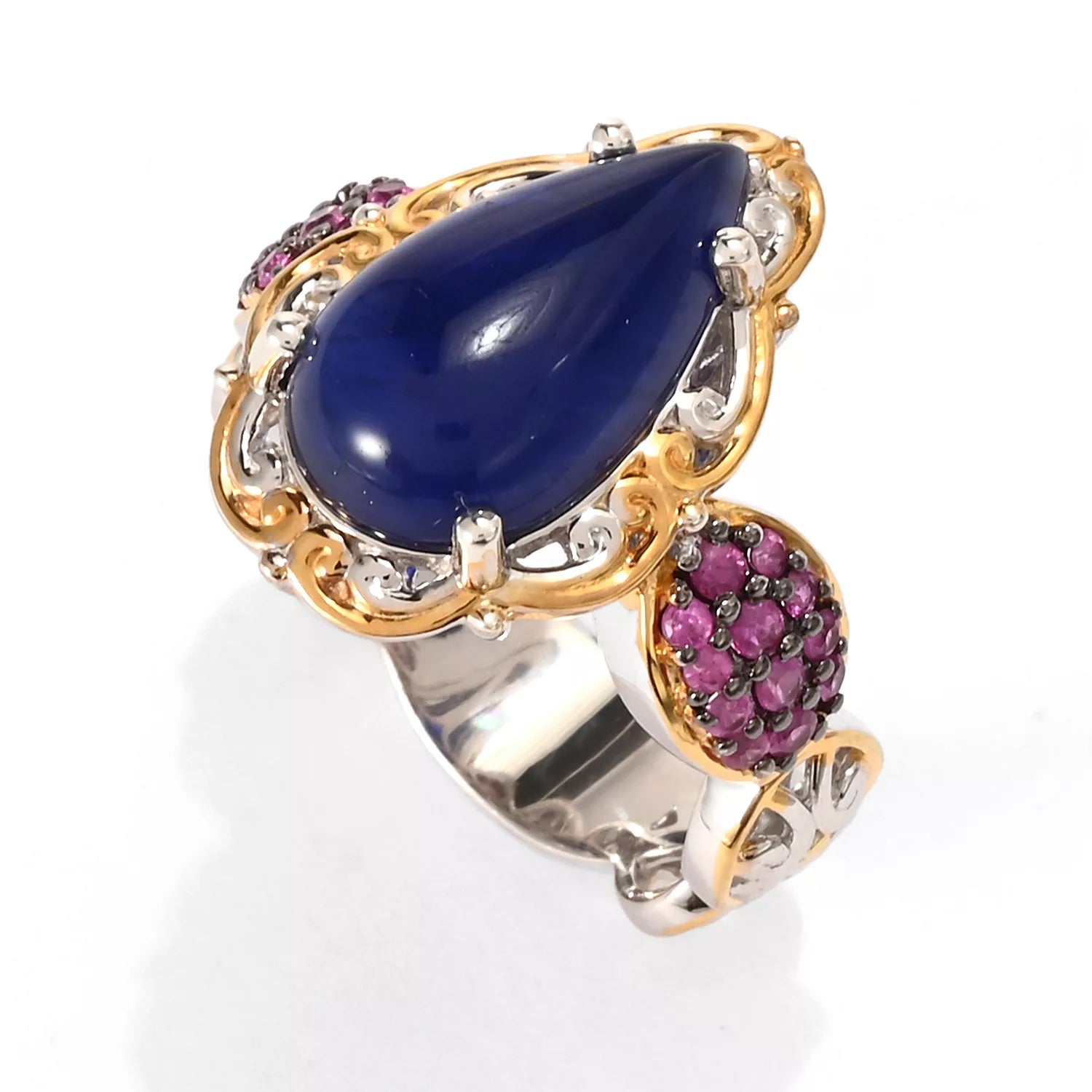 Gems en Vogue Pear Shape Sodalite & Ruby Ring