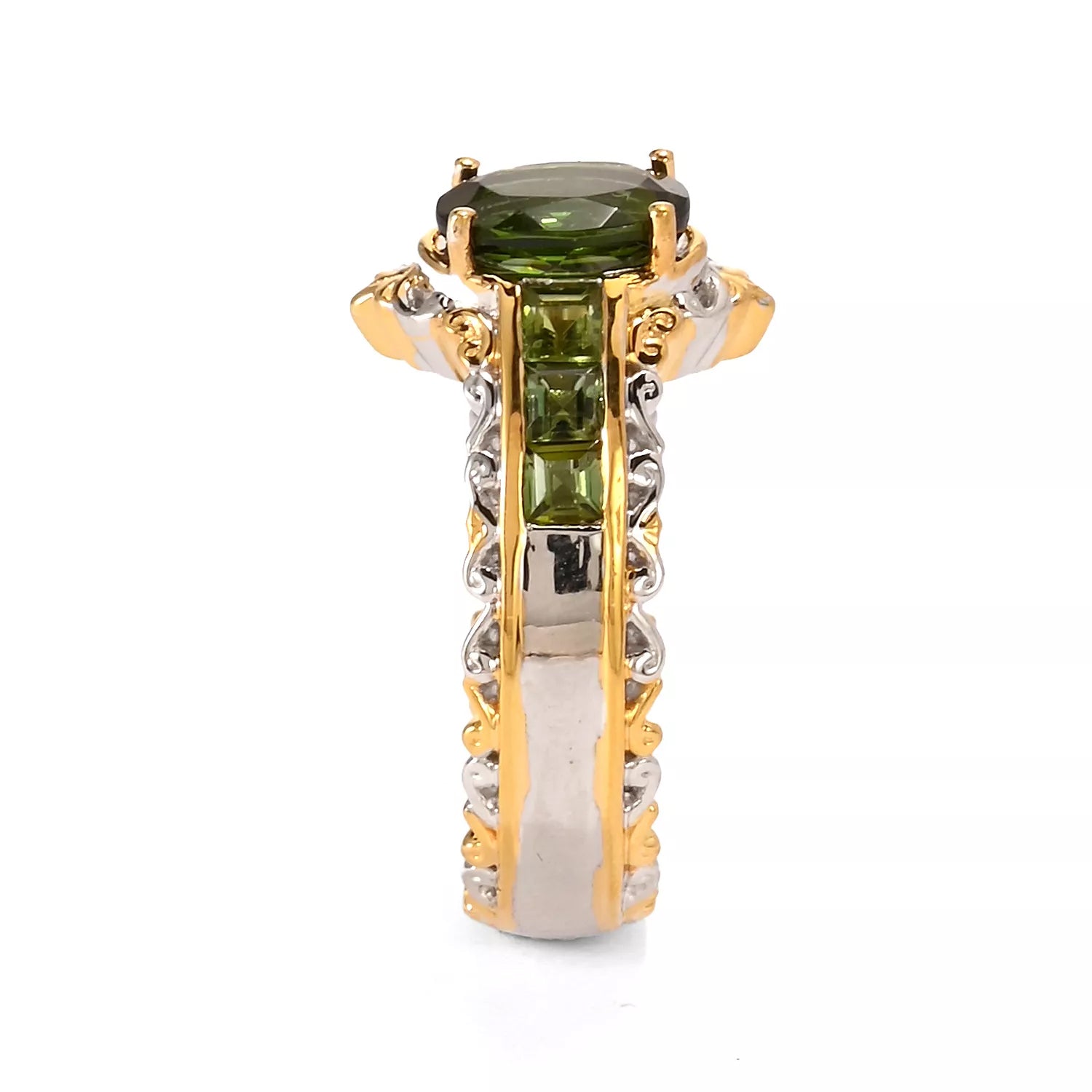 Gems en Vogue 1.80ctw Oval & Square Green Tourmaline Ring