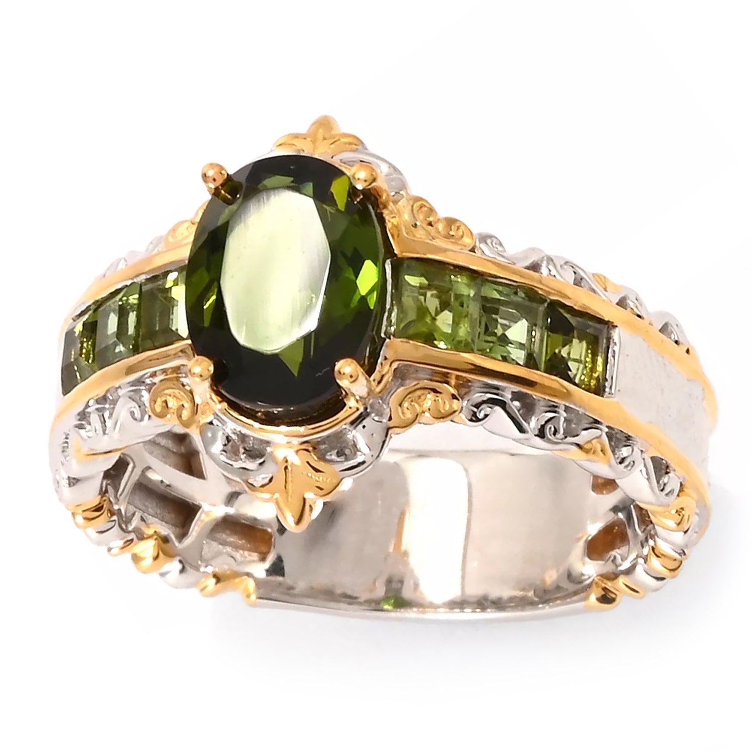 Gems en Vogue 1.80ctw Oval & Square Green Tourmaline Ring