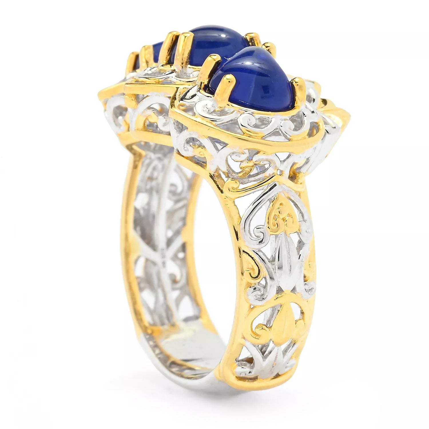 Gems en Vogue Heart Shape Sodalite Three Stone Ring