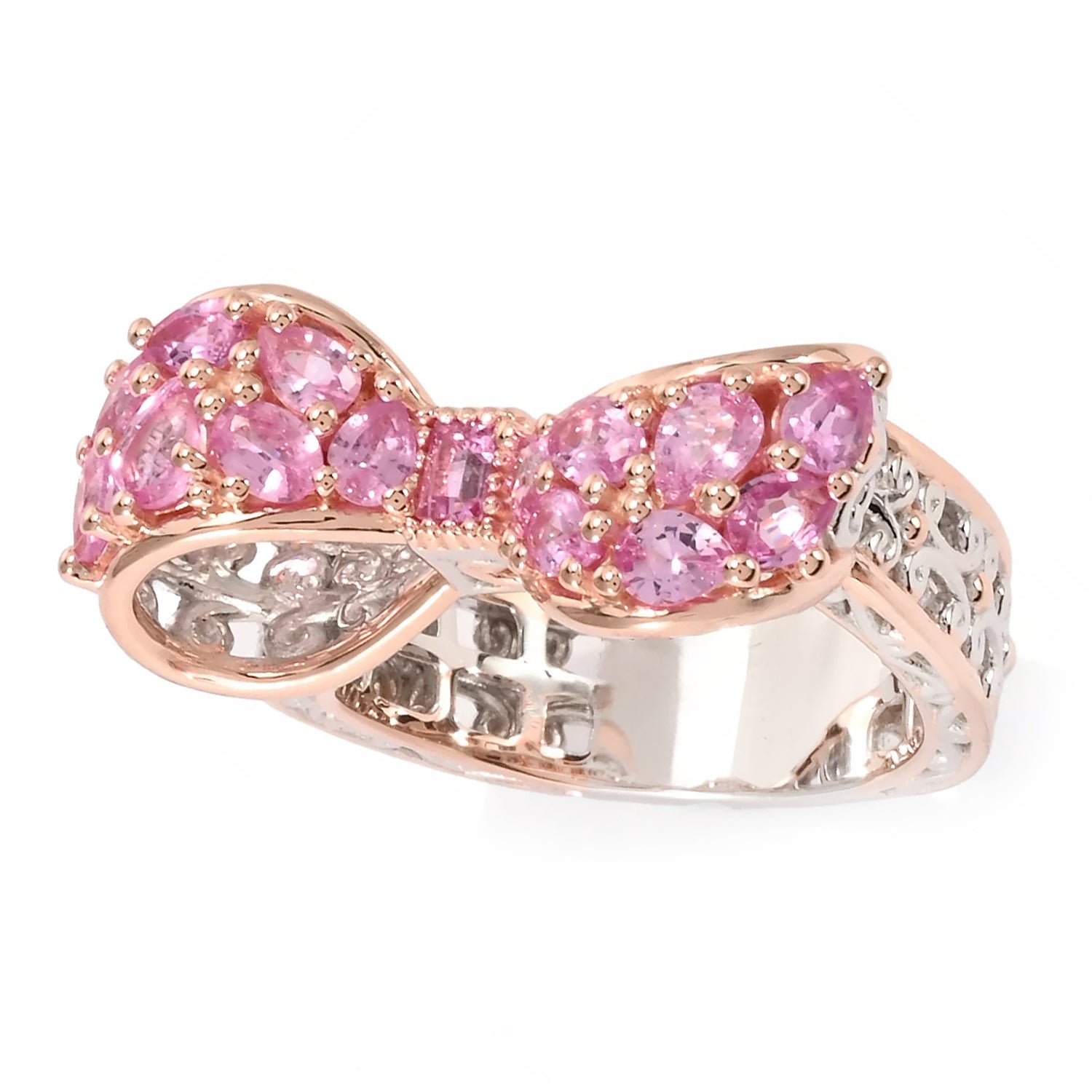 Gems en Vogue 1.67ctw Pink Sapphire Bow Ring