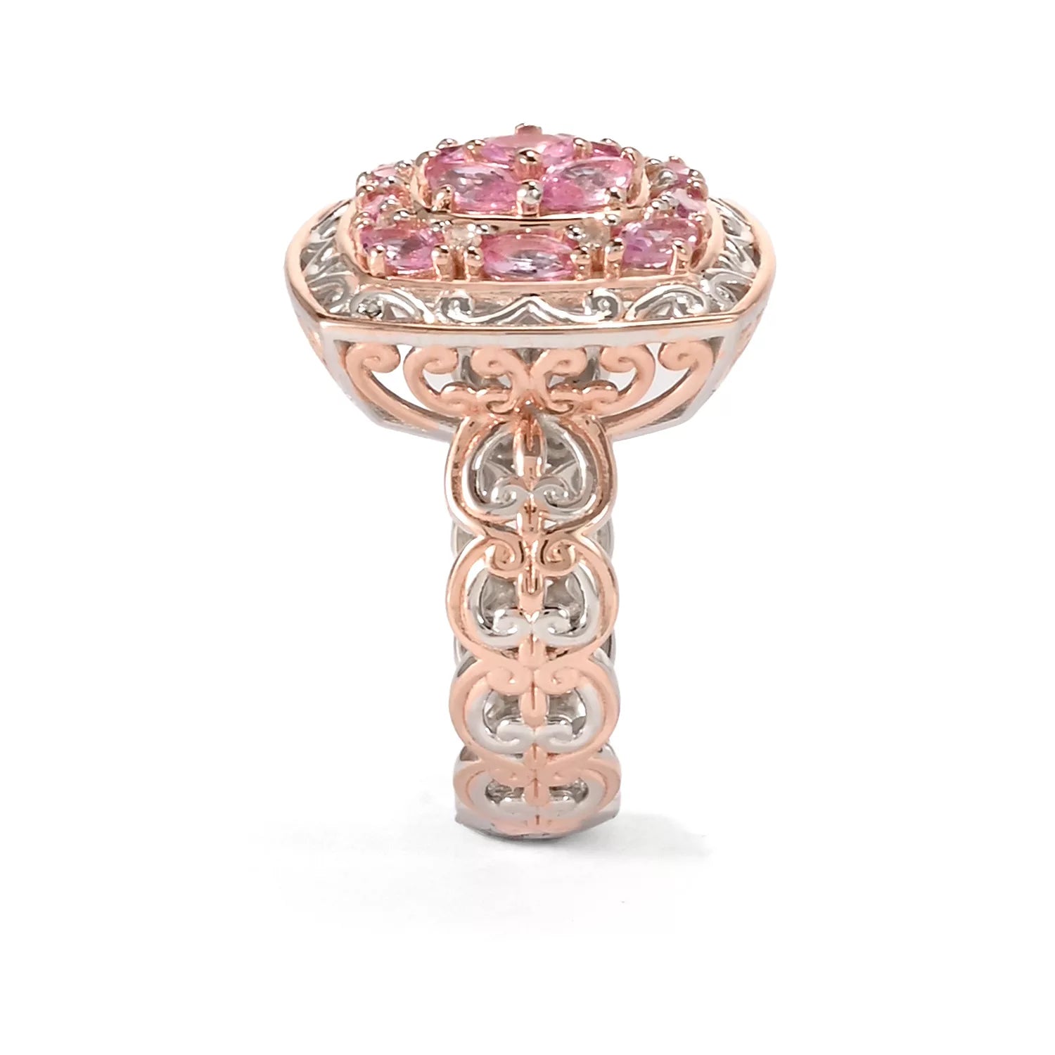 Gems en Vogue 1.84ctw Pink Sapphire & White Zircon Ring