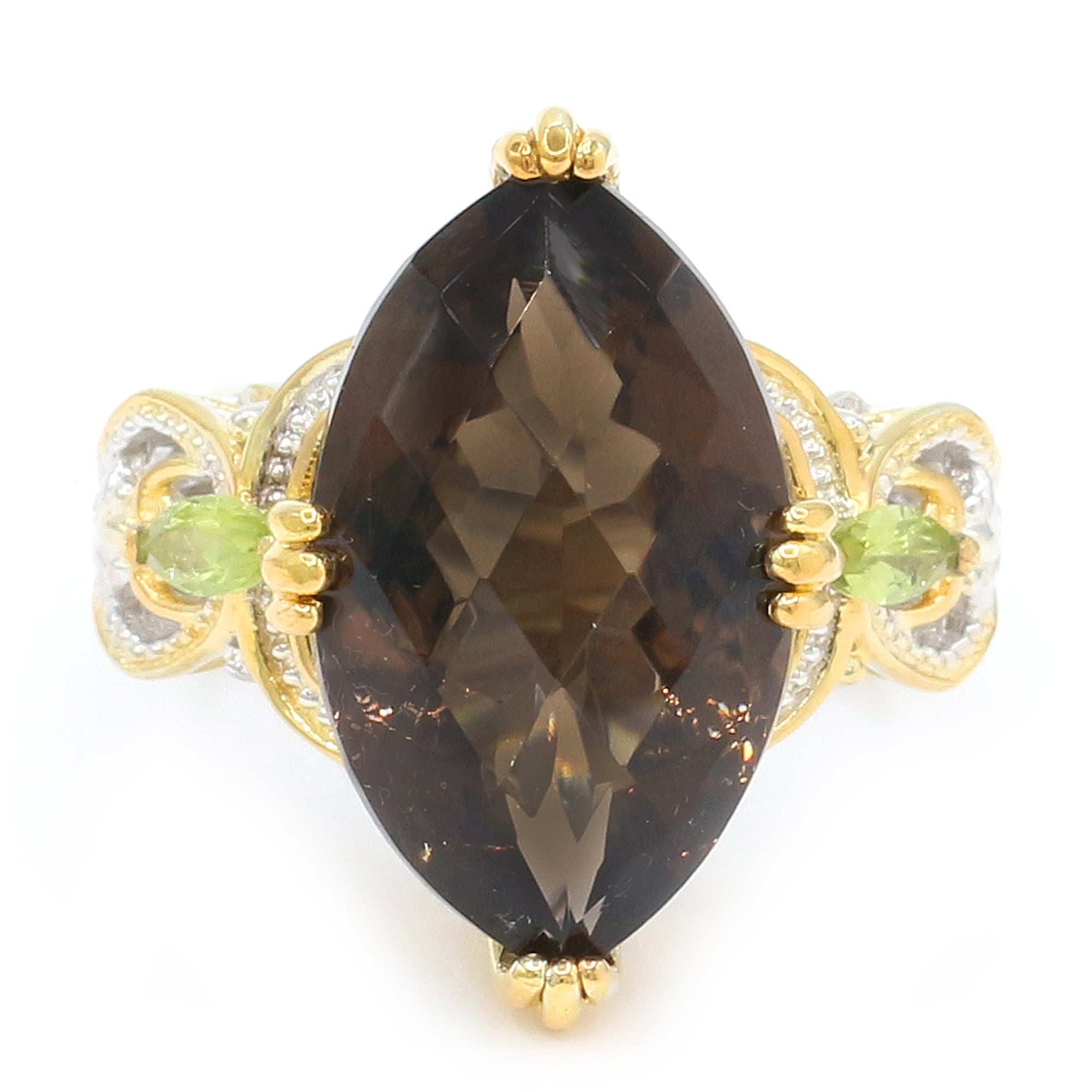 Gems en Vogue 24K Palladium Silver 10.15ctw Smoky Quartz & Peridot Ring