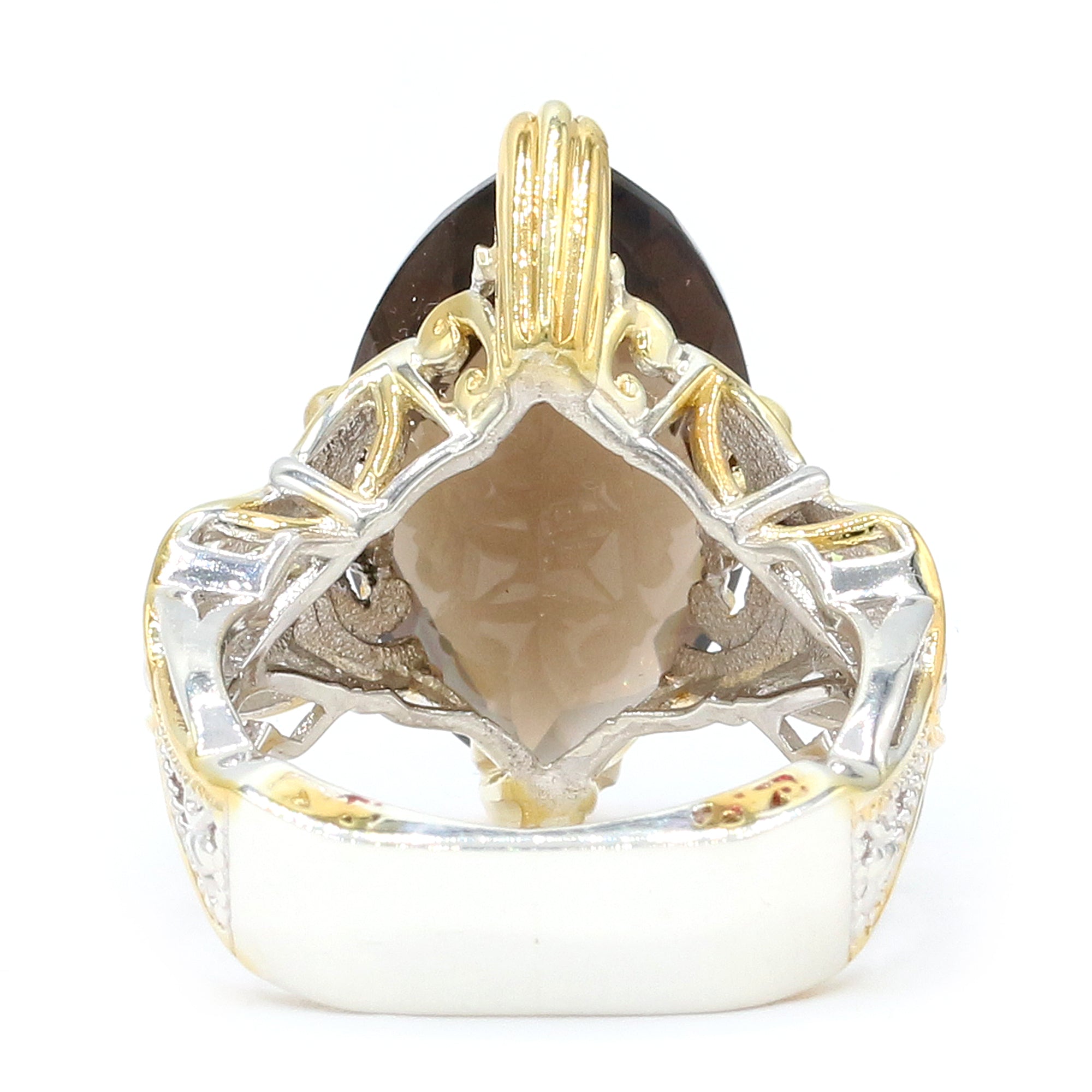 Gems en Vogue 24K Palladium Silver 10.15ctw Smoky Quartz & Peridot Ring