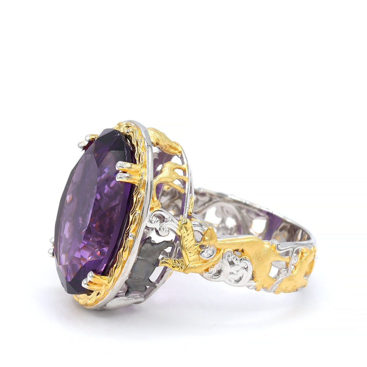 Gems en Vogue One-of-a-Kind 24K Palladium Silver 16.67ctw Namibian Amethyst Safari Ring