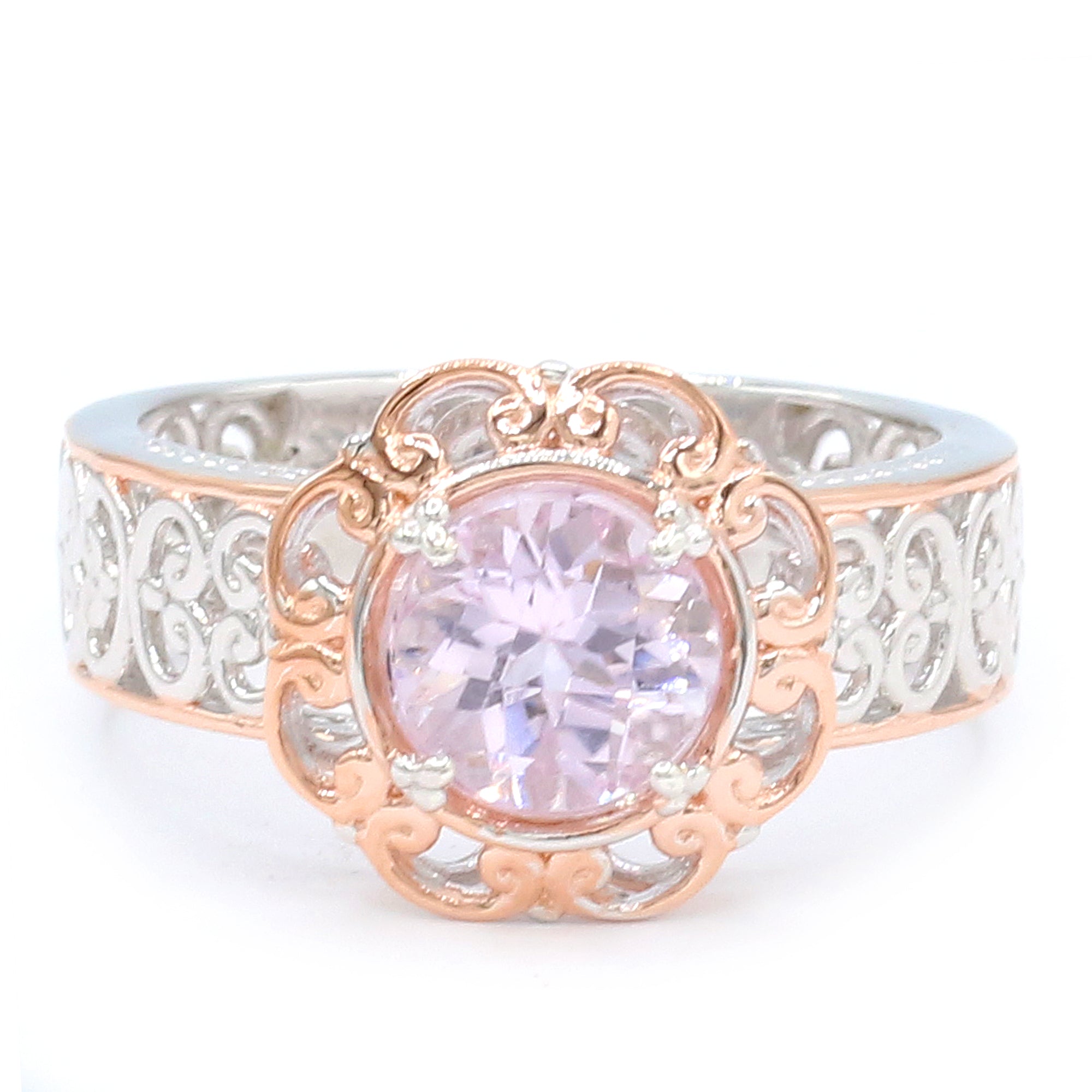 Gems en Vogue One-of-a-Kind 18K Palladium Silver 2.10ctw Pastel Morganite Ring
