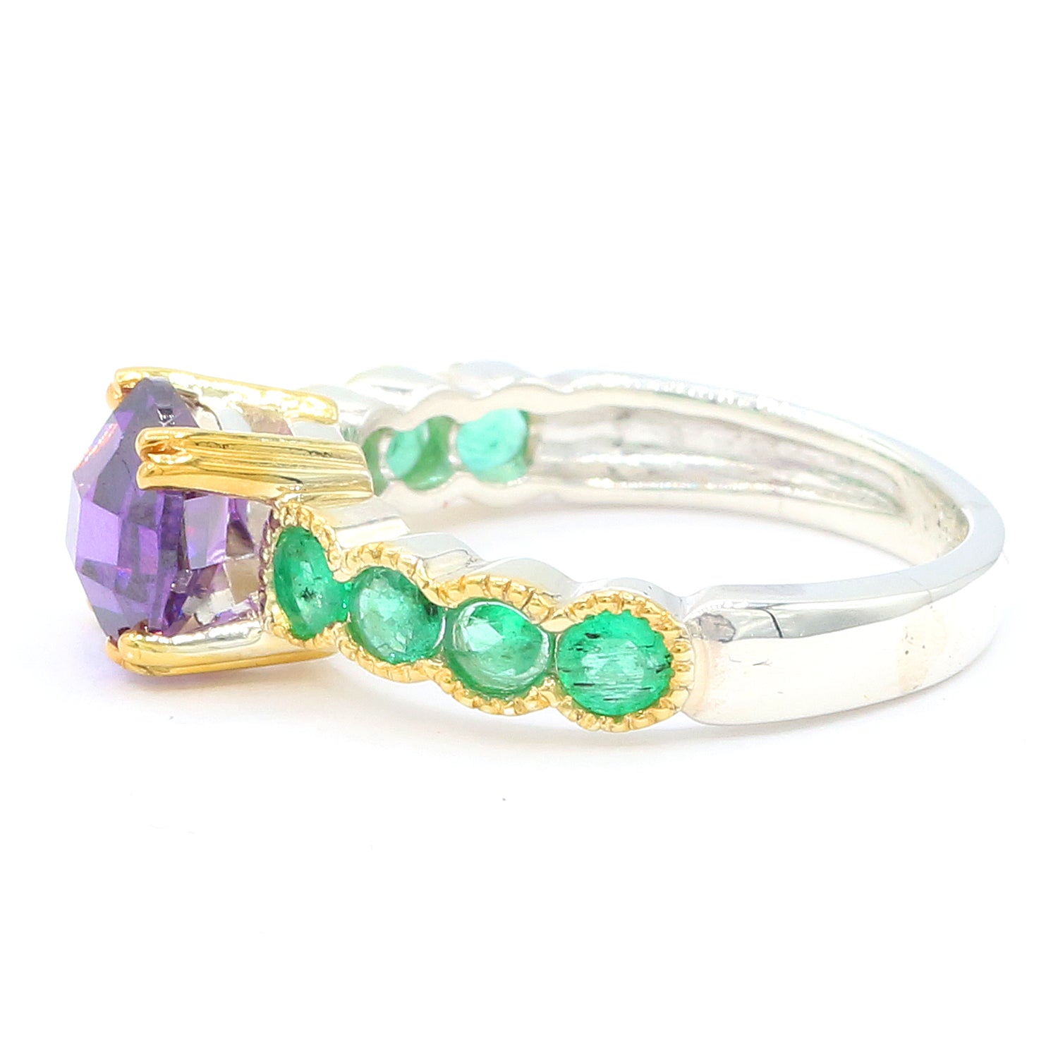 Michael's Originals One-of-a-kind 2.56ctw Namibian Amethyst & Emerald Ring