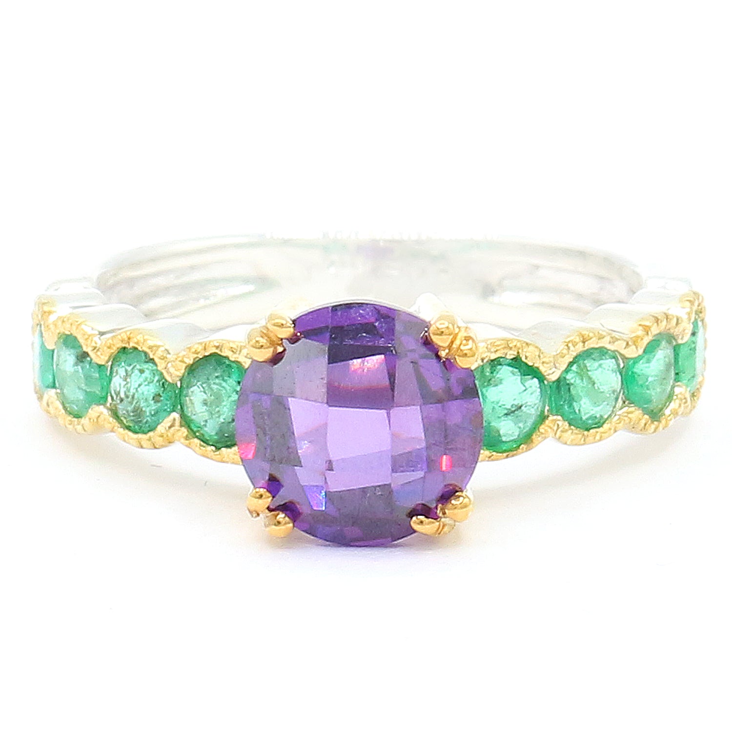 Michael's Originals One-of-a-kind 2.56ctw Namibian Amethyst & Emerald Ring