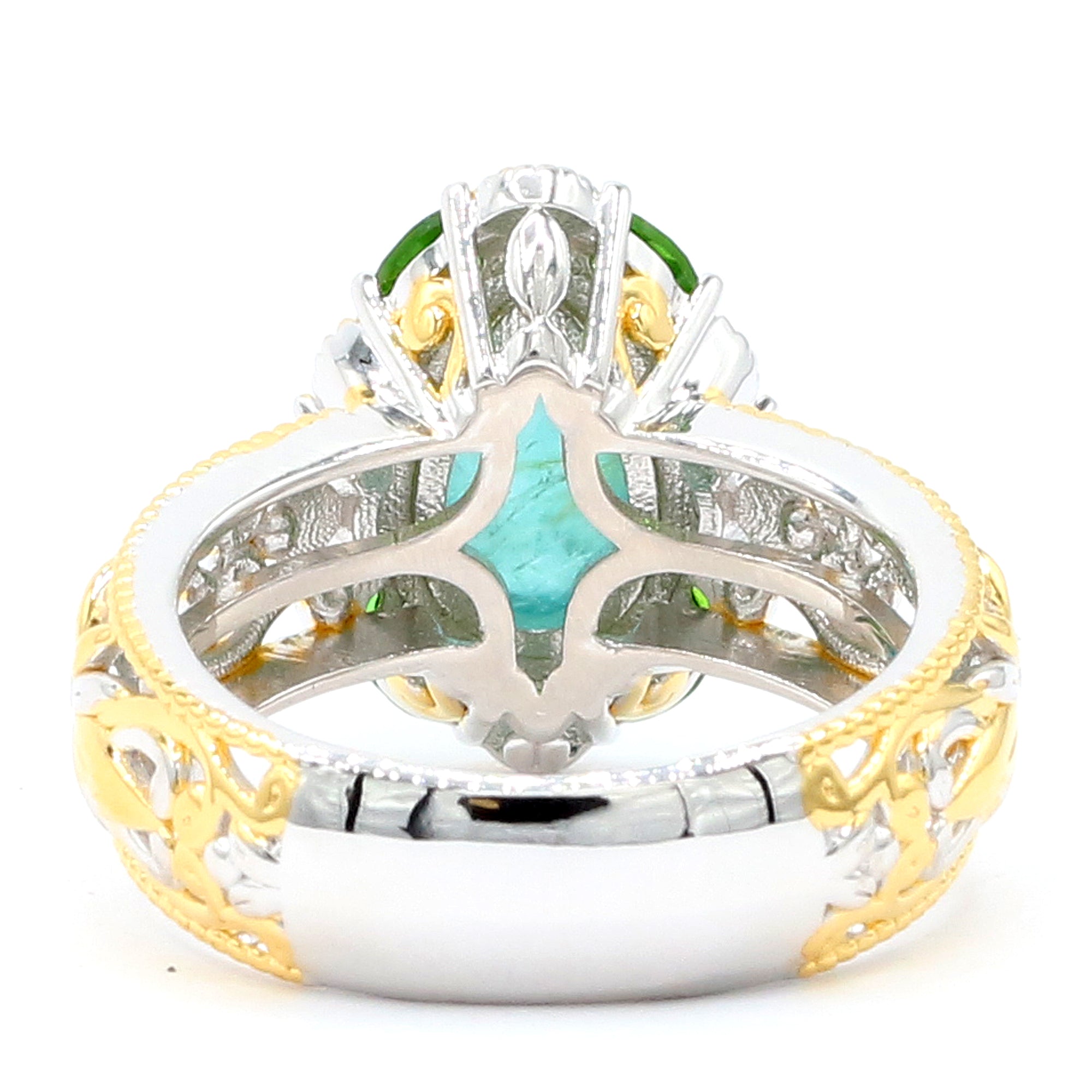 Gems en Vogue 24K Palladium Silver 3.01ctw Grandidierite & Chrome Diopside Halo Ring