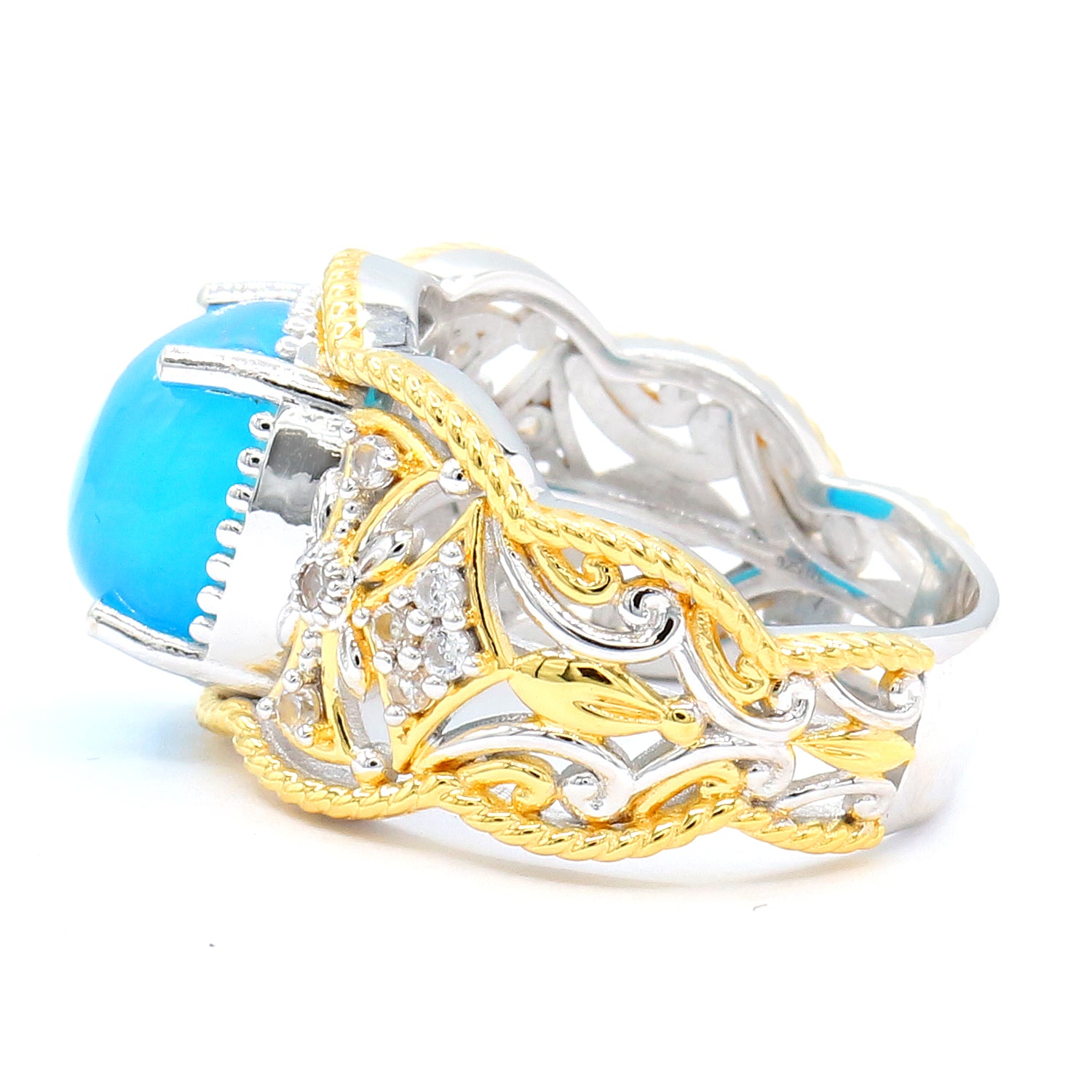 Gems en Vogue Paraiba Opal & White Zircon Ring