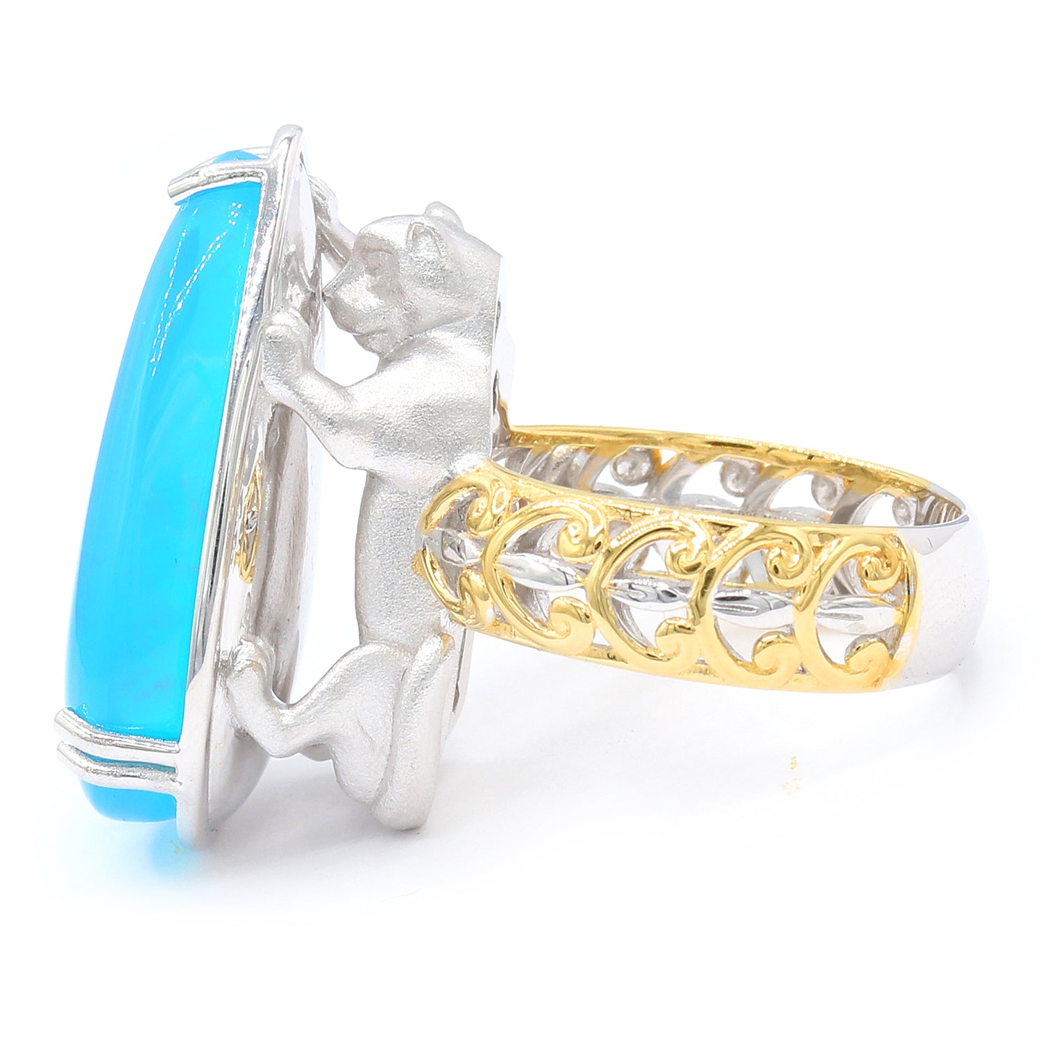 Limited Edition Gems en Vogue Luxe One-of-a-Kind 12.61ctw Paraiba Opal Playful Panther Ring