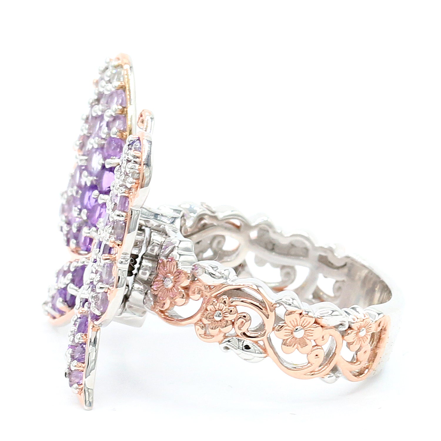 Gems en Vogue 2.68ctw Multi Amethyst & White Zircon Ombre Flutter Butterfly Ring