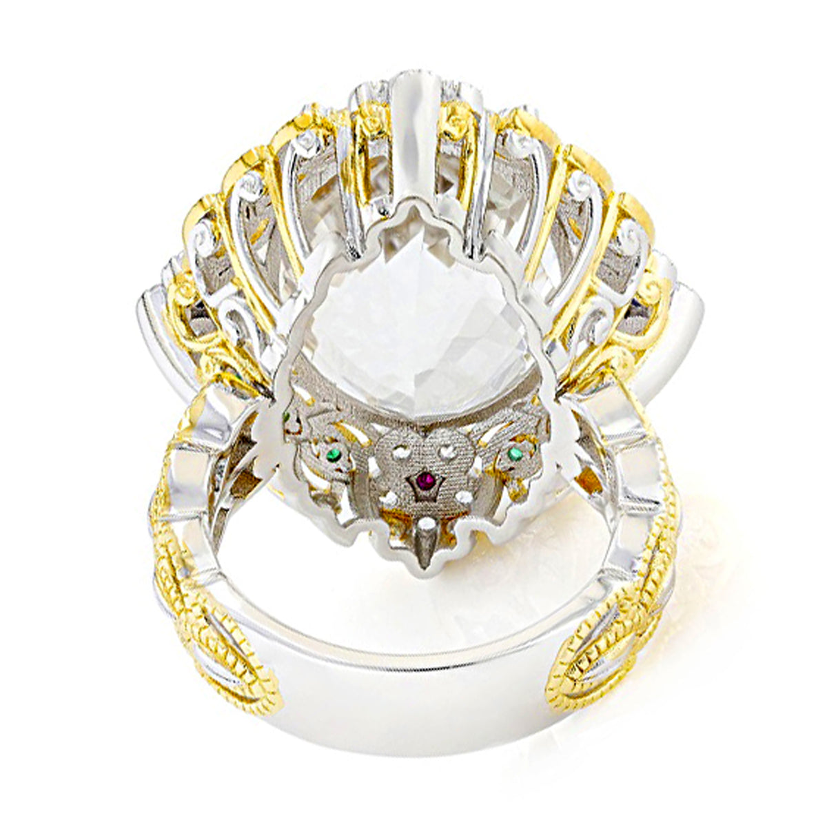 Gems en Vogue 24K Palladium Silver 17.65ctw Clear Quartz & Precious Gemstones Ring