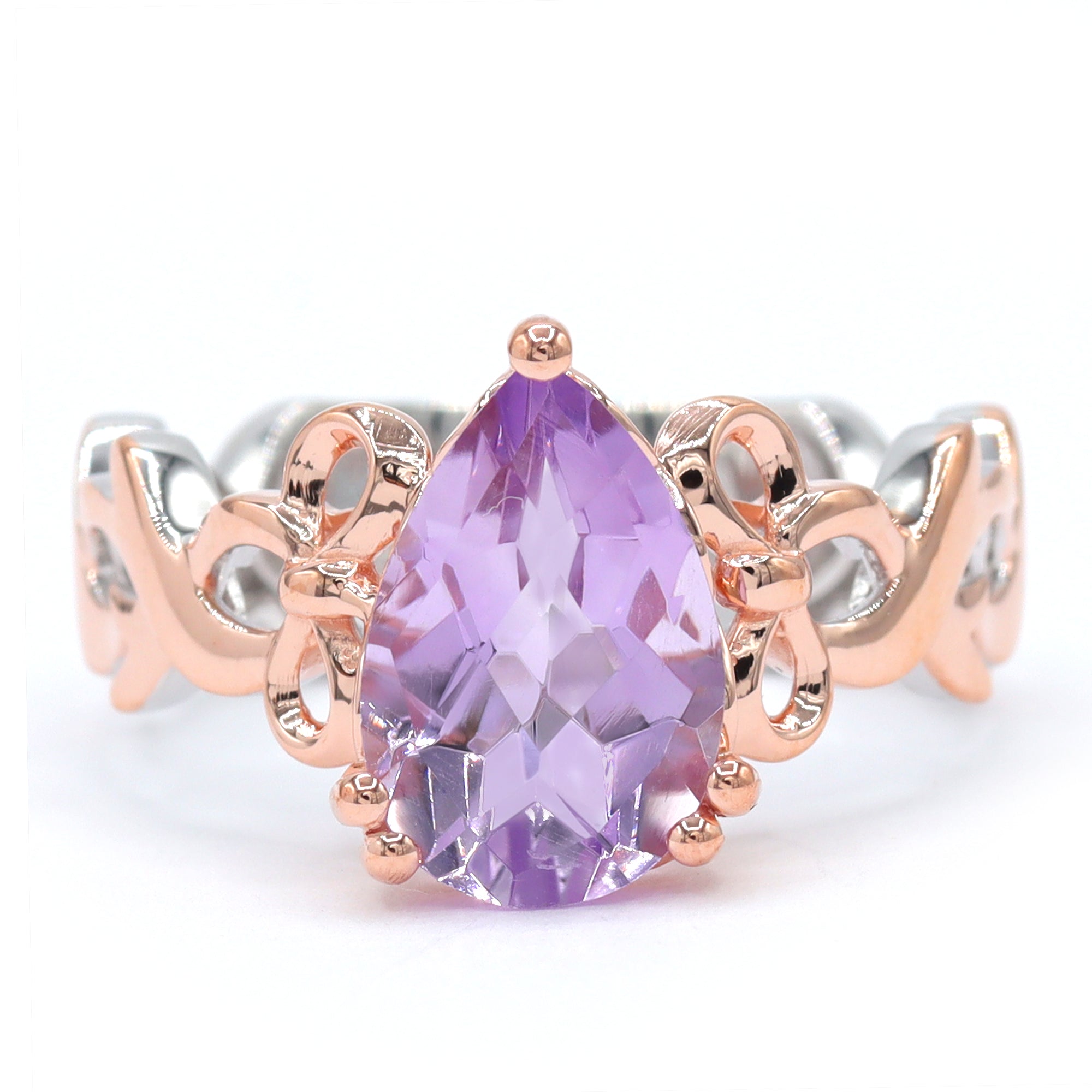 Gems en Vogue 18K Palladium Silver 2.75ctw Pink Amethyst Ring