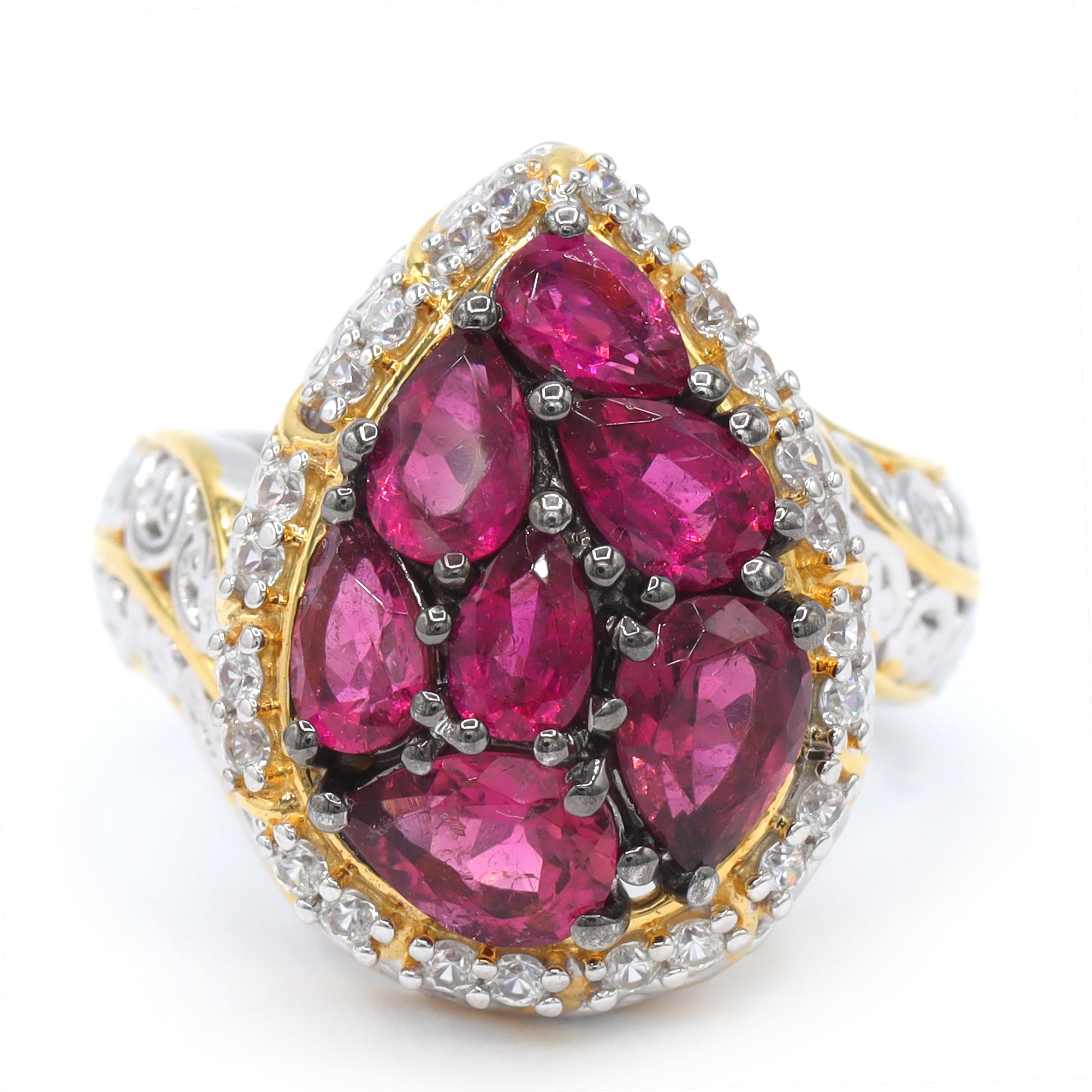 Bague Gems en Vogue en rubellite taille coussin et zircon blanc, totalisant 1,99 ct