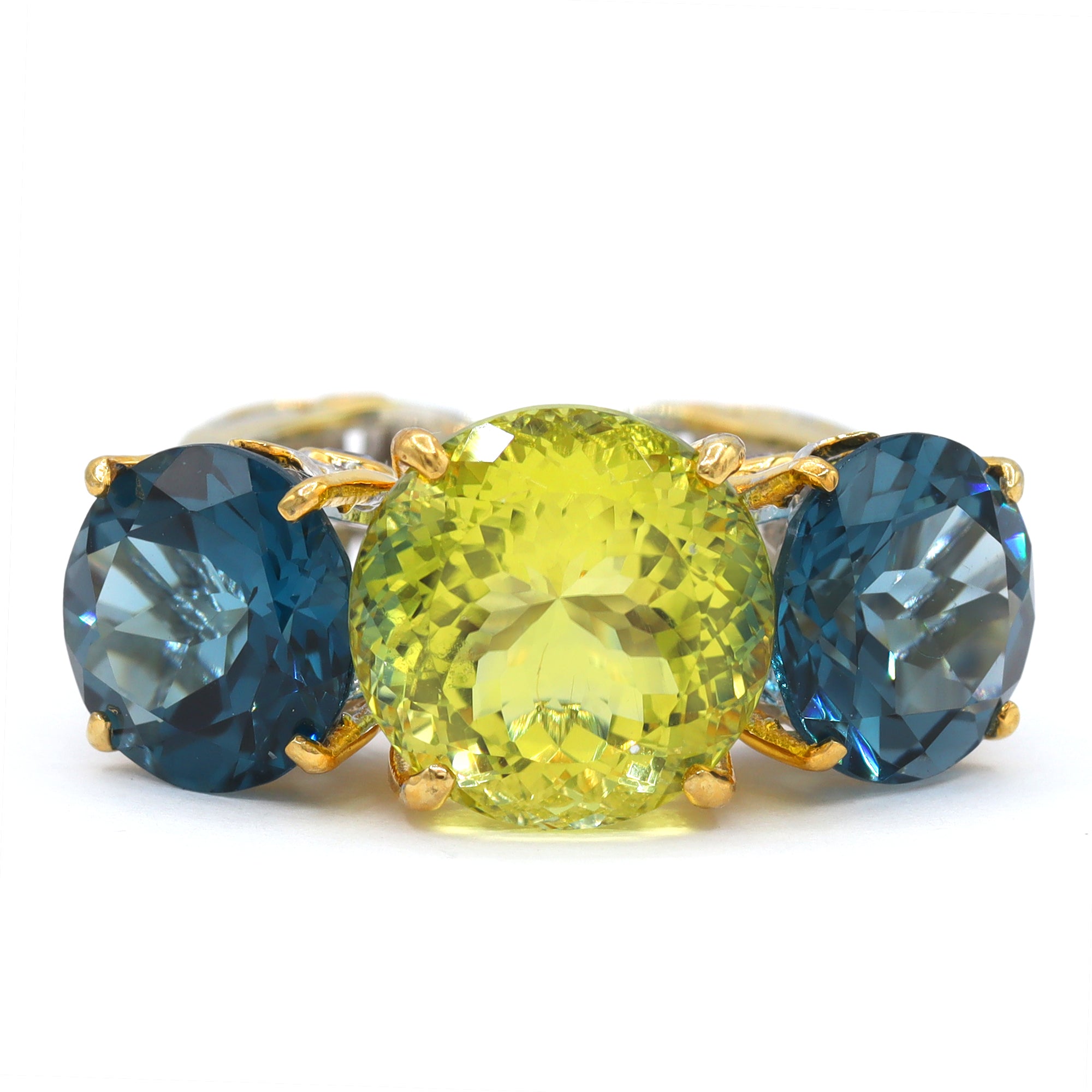 Bague « Honker » topaze bleue suisse et ouro verde 35,75 carats de Gems en Vogue
