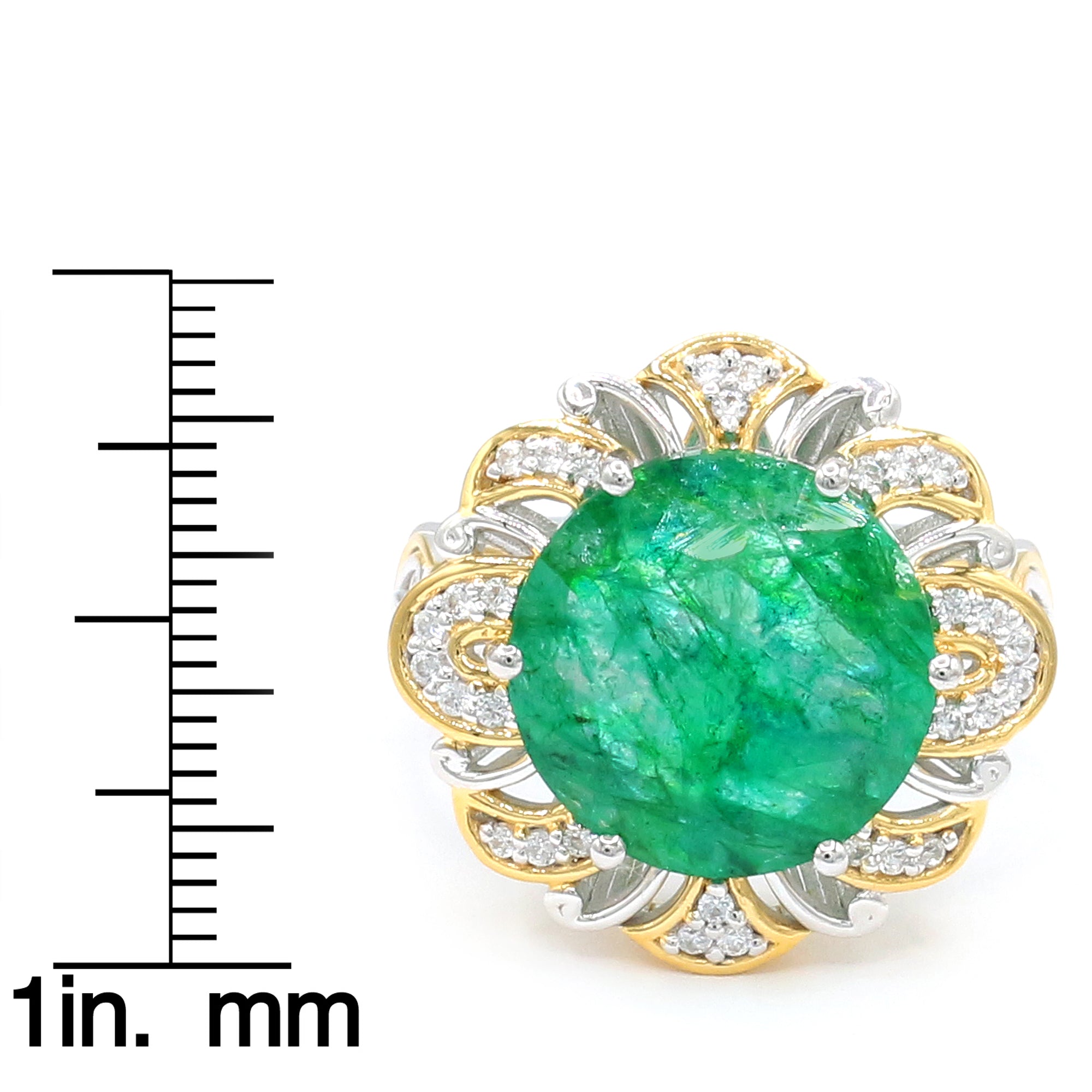 Gems en Vogue 24K Palladium Silver 10.31ctw Zambian Emerald & White Zircon Ring