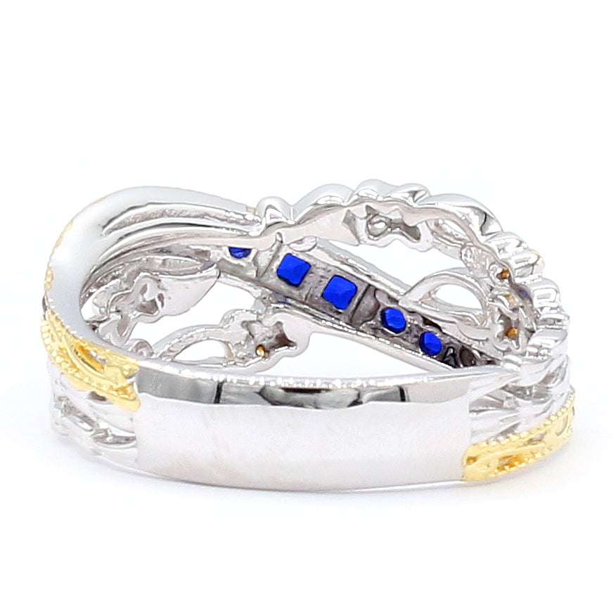 Gems en Vogue 24K Palladium Silver 0.22ctw Cobalt Blue Spinel Highway Ring