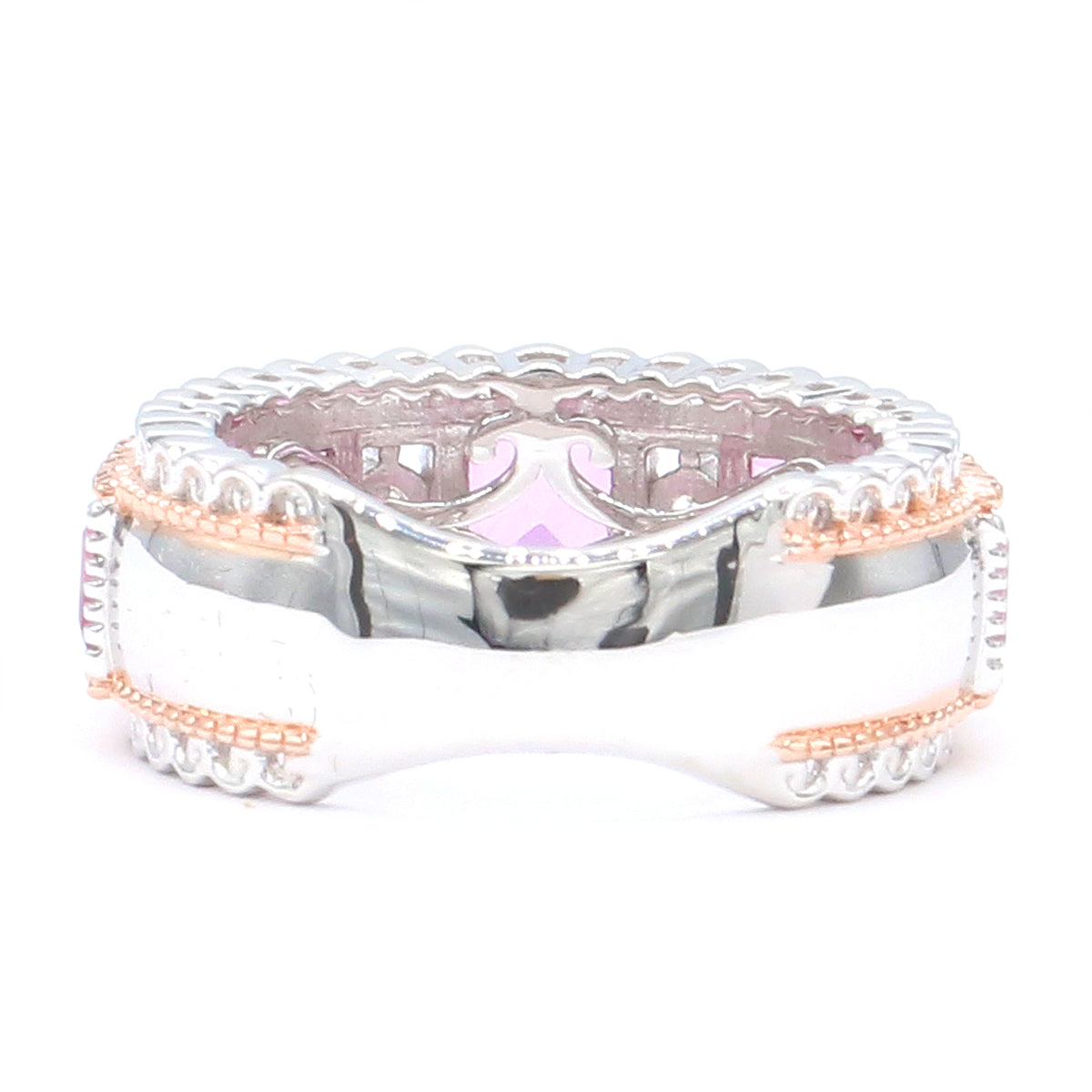 Gems en Vogue 18K Palladium Silver 4.50ctw Pink Topaz & White Zircon Band Ring