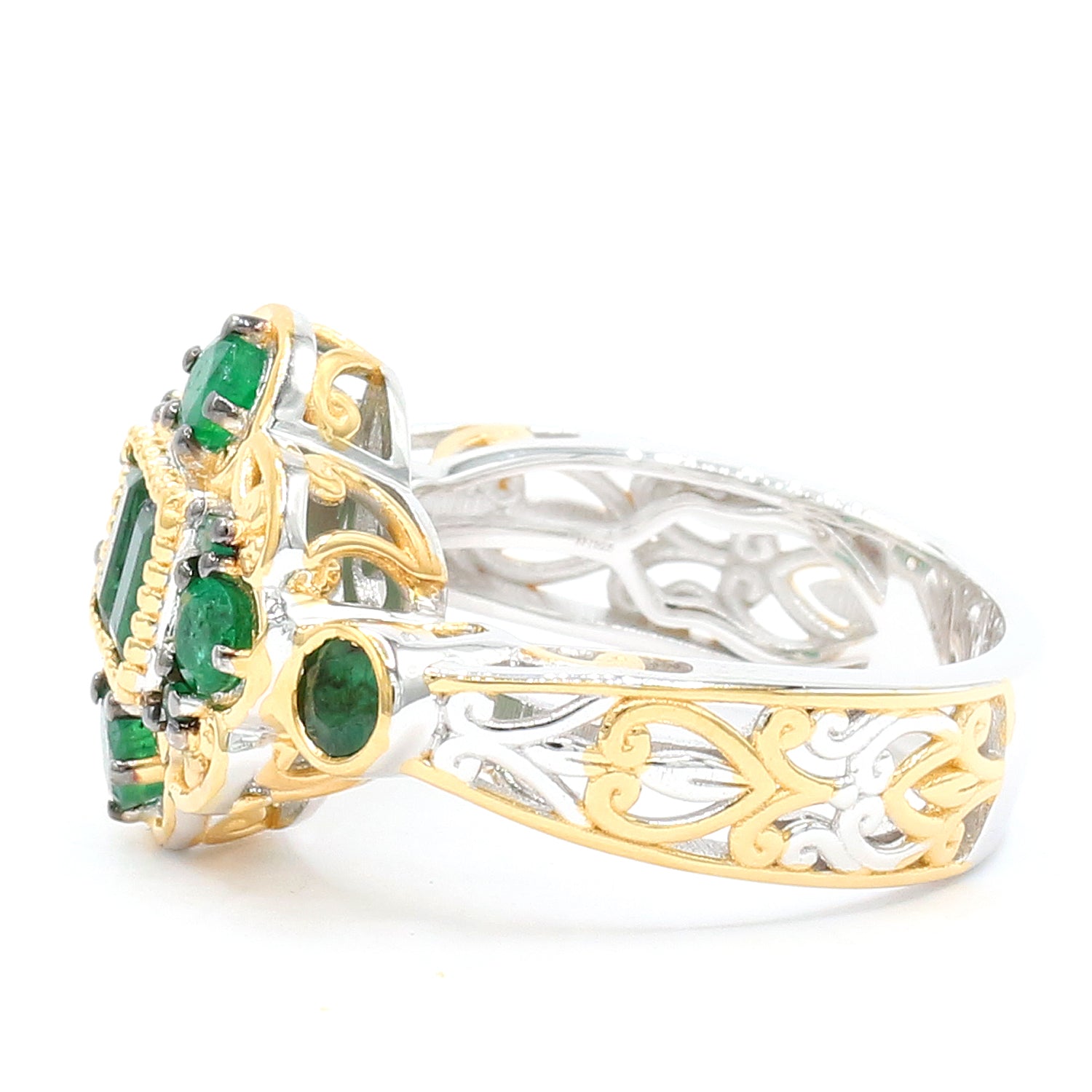 Gems en Vogue 24K Palladium Silver 1.74ctw Grizzly Emerald Ring