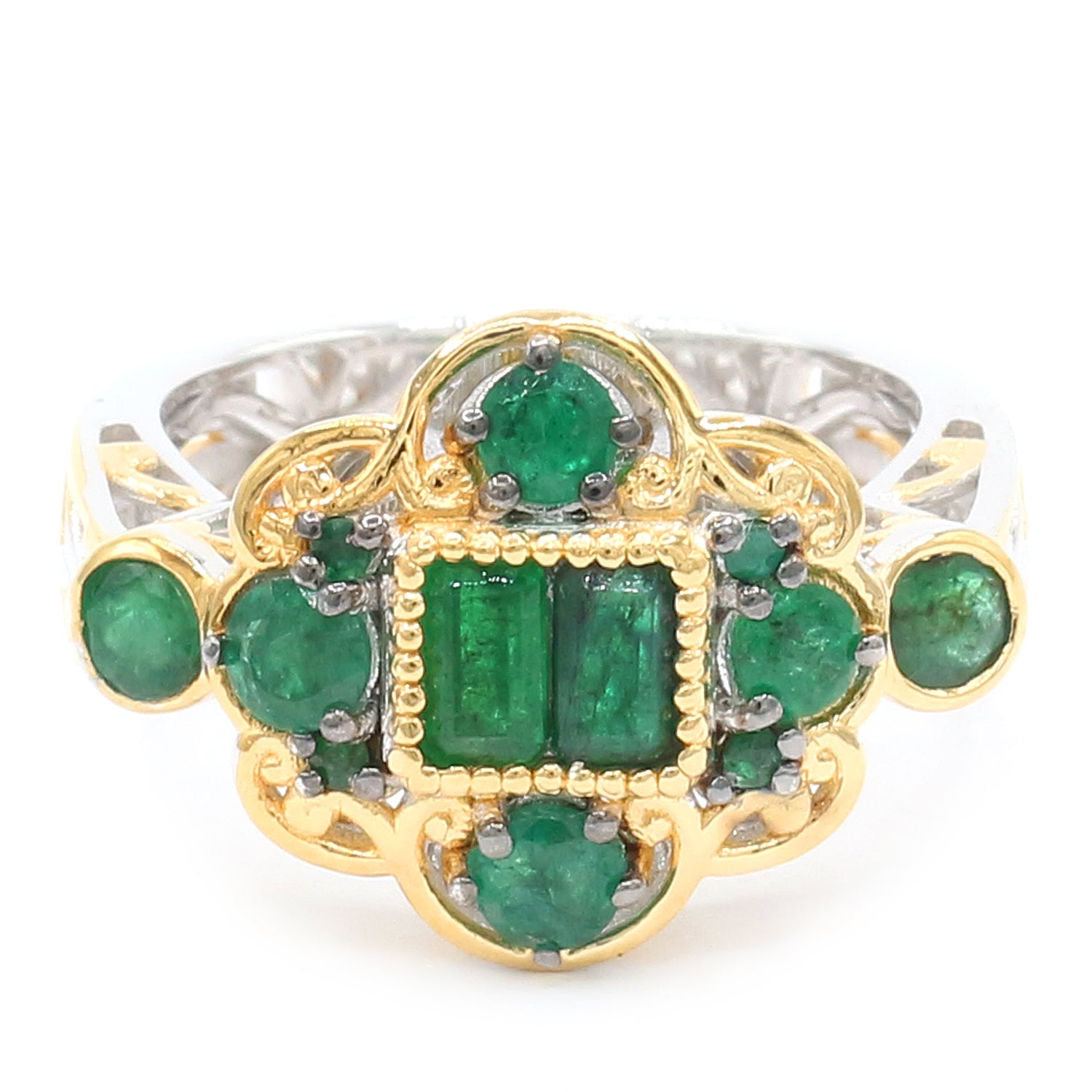 Gems en Vogue 24K Palladium Silver 1.74ctw Grizzly Emerald Ring