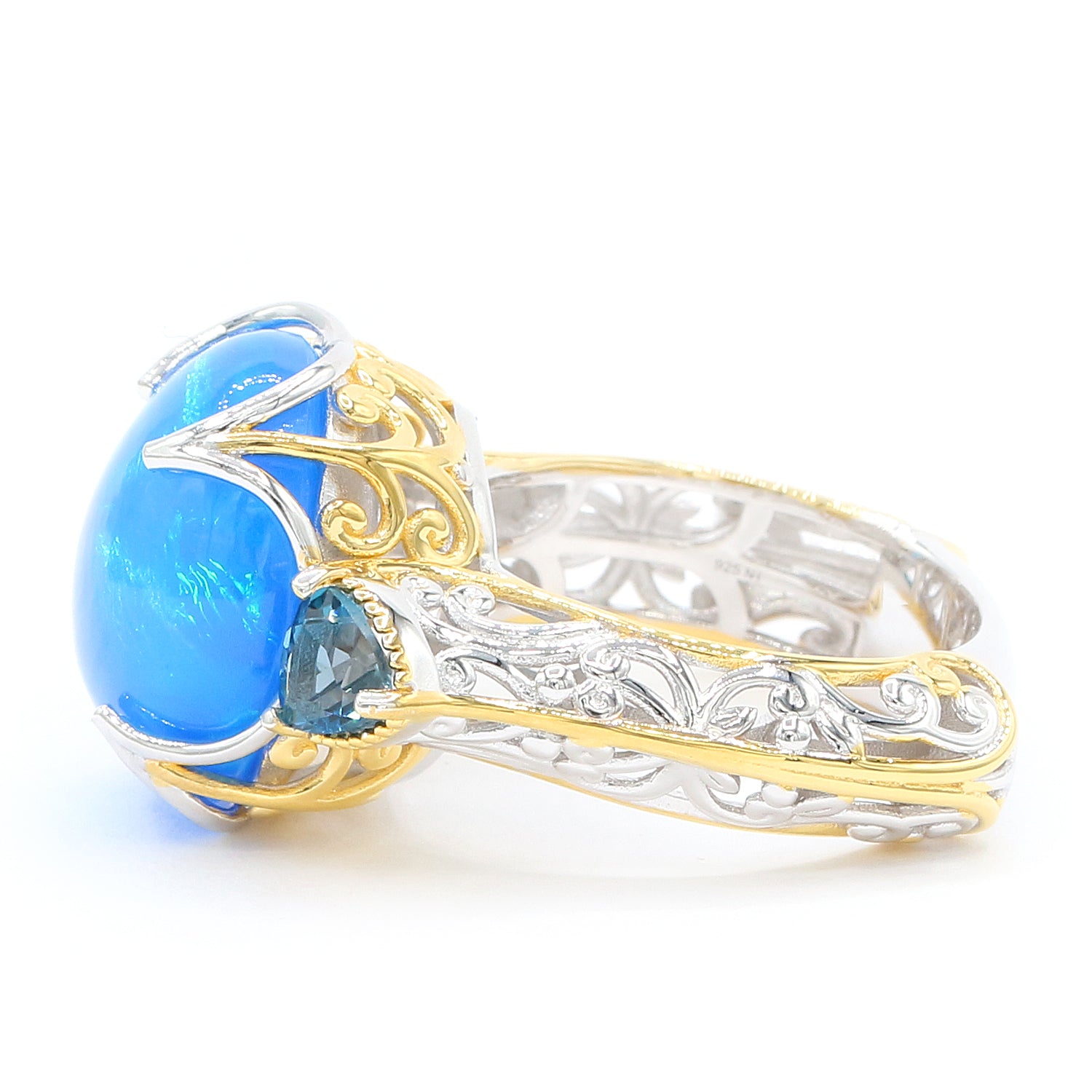 Couture Gems One-of-a-Kind 9.50ctw Paraiba Opal & London Blue Topaz Ring