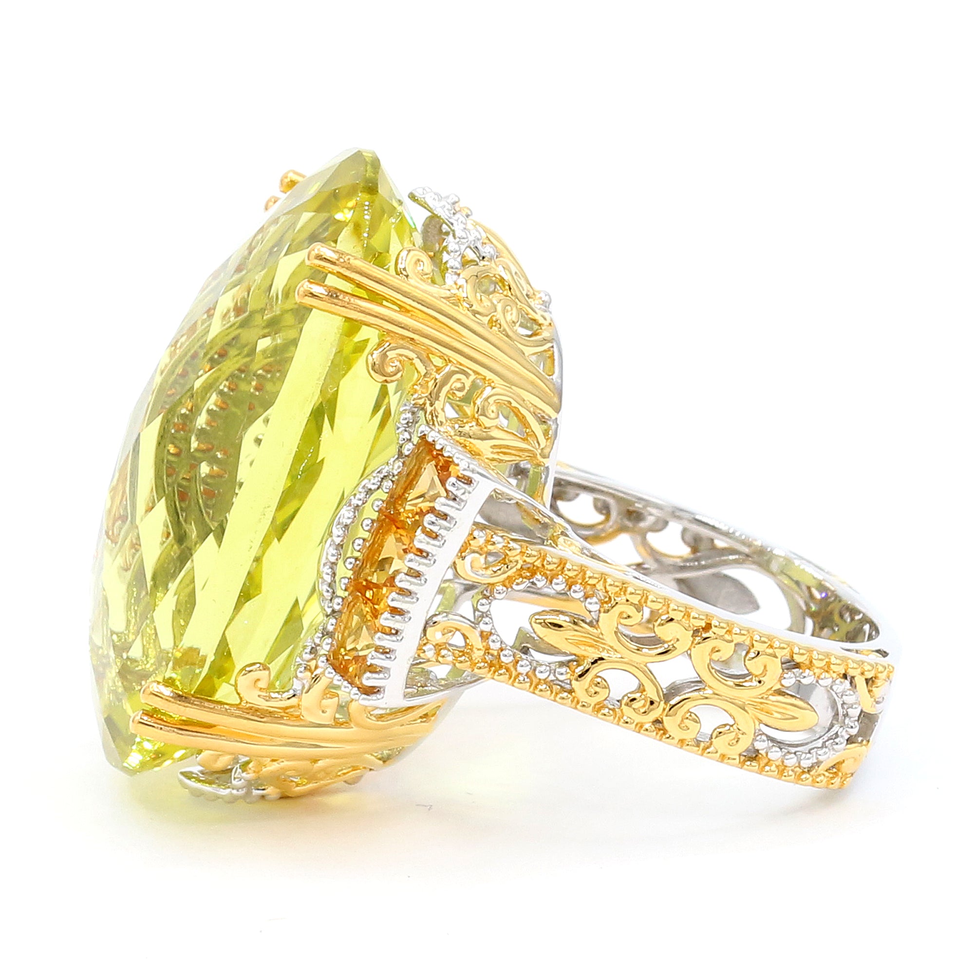 Couture Gems 42.62ctw Ouro Verde & Citrine Honker Ring