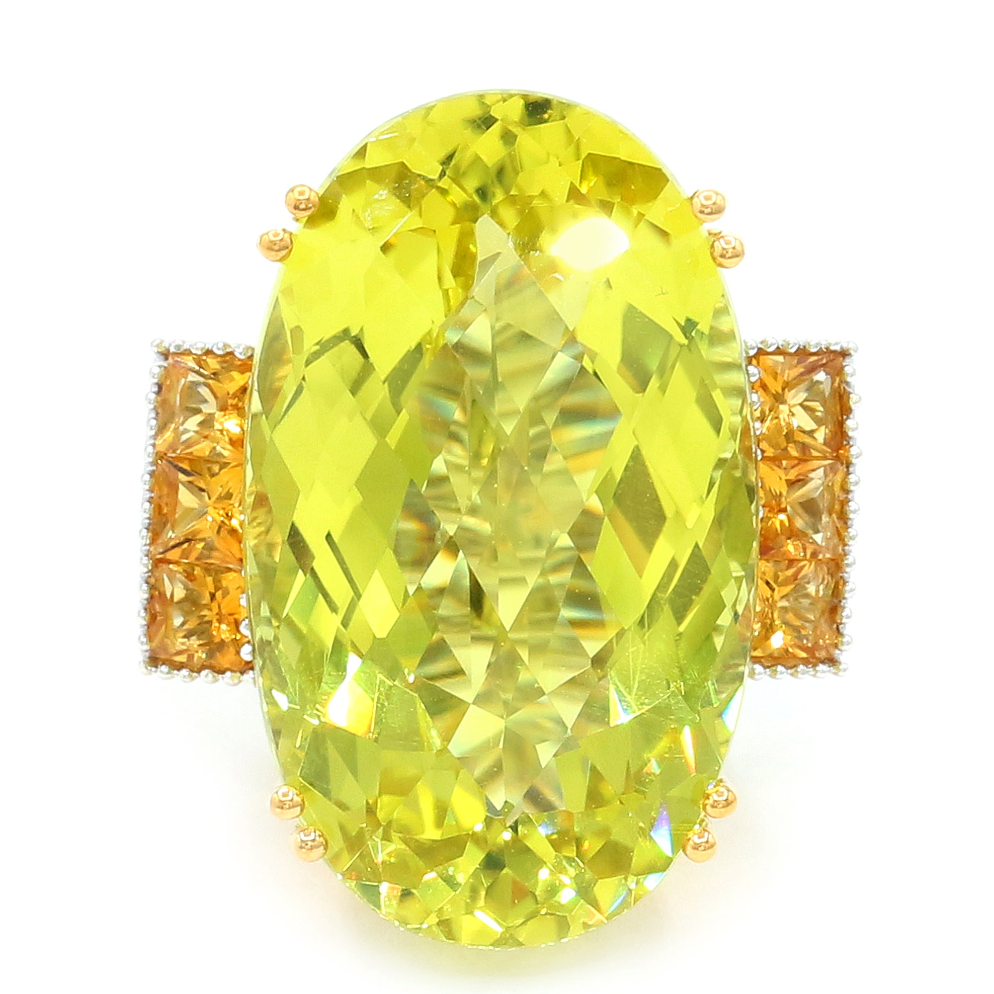 Couture Gems 42.62ctw Ouro Verde & Citrine Honker Ring