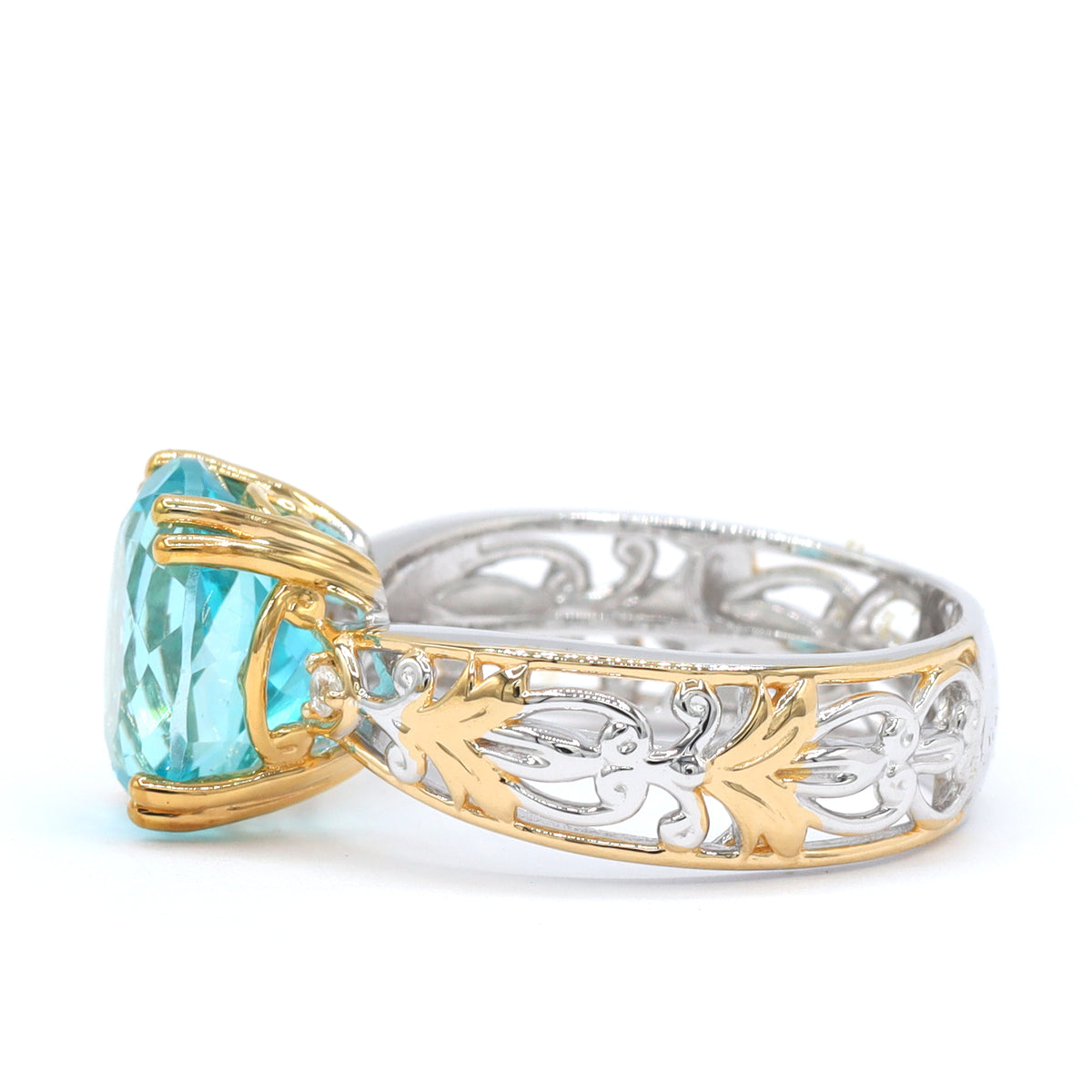 Gems en Vogue 24K Palladium Silver 4.66ctw Paraiba Topaz & White Zircon Ring