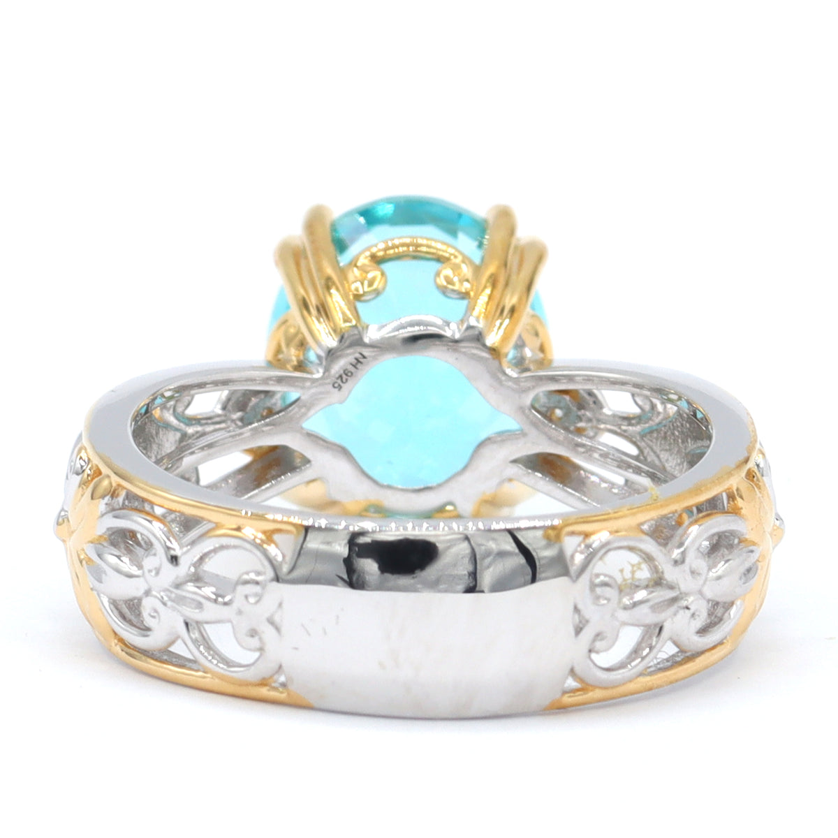 Bague Gems en Vogue halo 15,62 carats en topaze Paraíba et zircon blanc, modèle unique