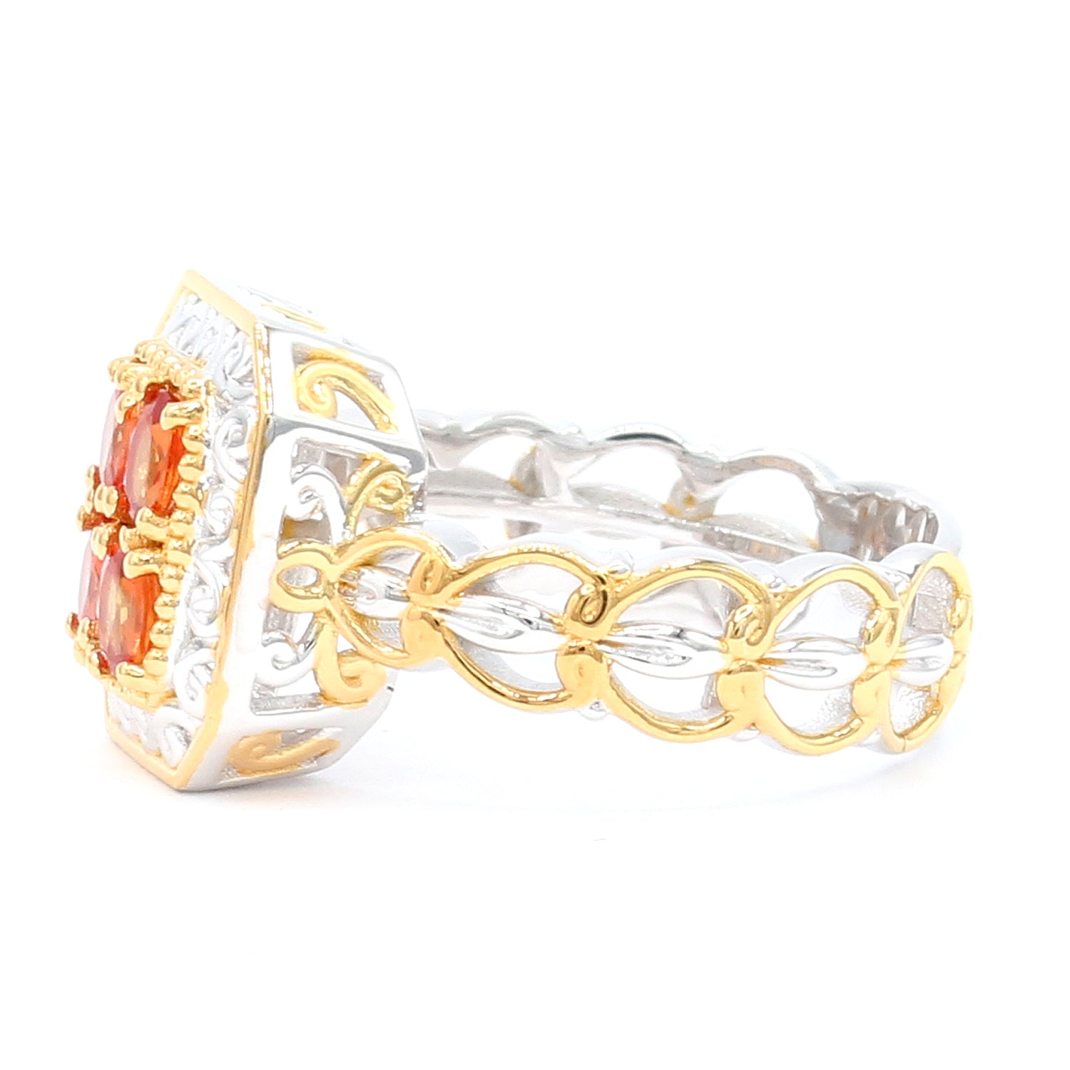 Gems en Vogue 24K Palladium Silver 0.72ctw Salmon Sapphire Ring