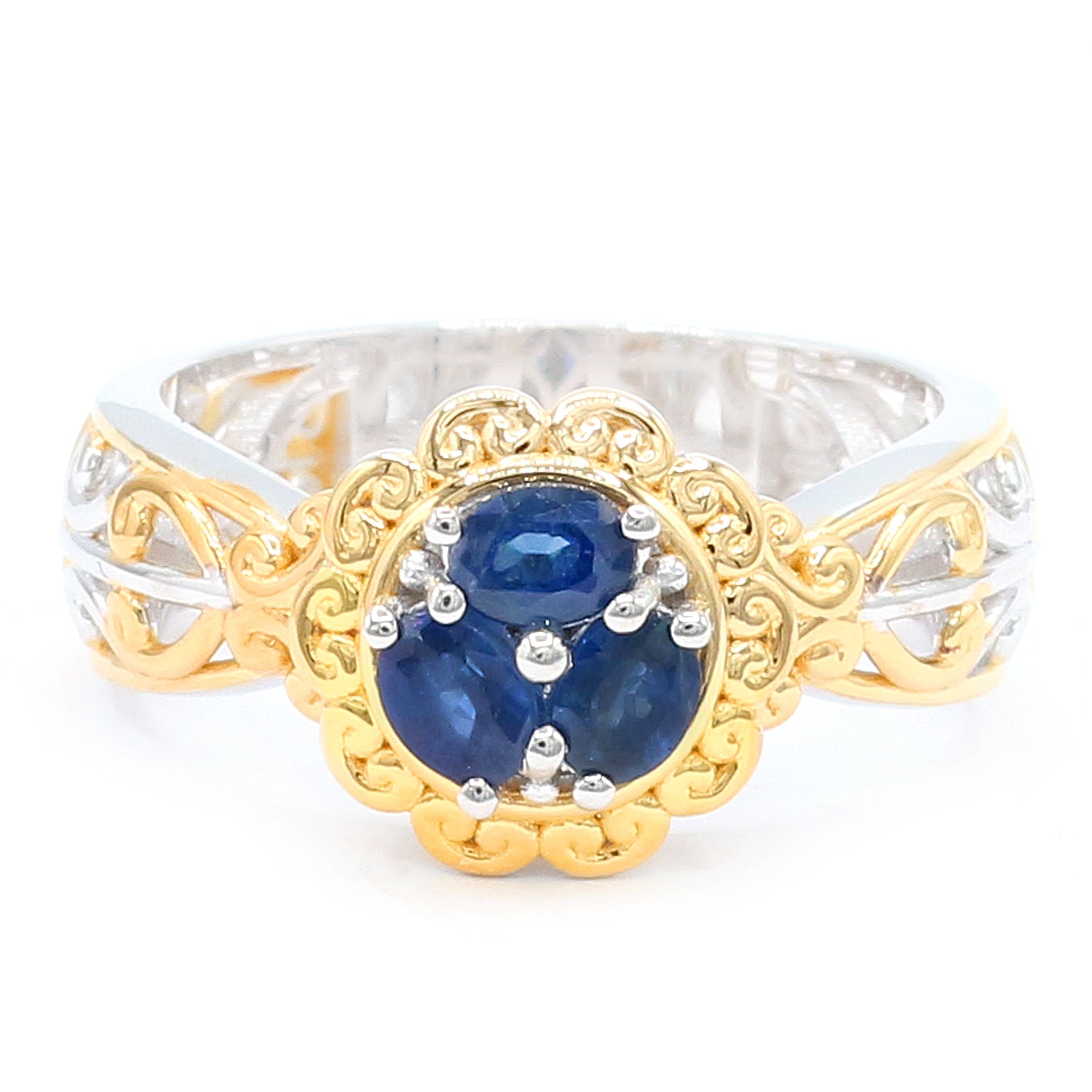 Gems en Vogue 24K Palladium Silver 0.66ctw Royal Blue Sapphire Ring