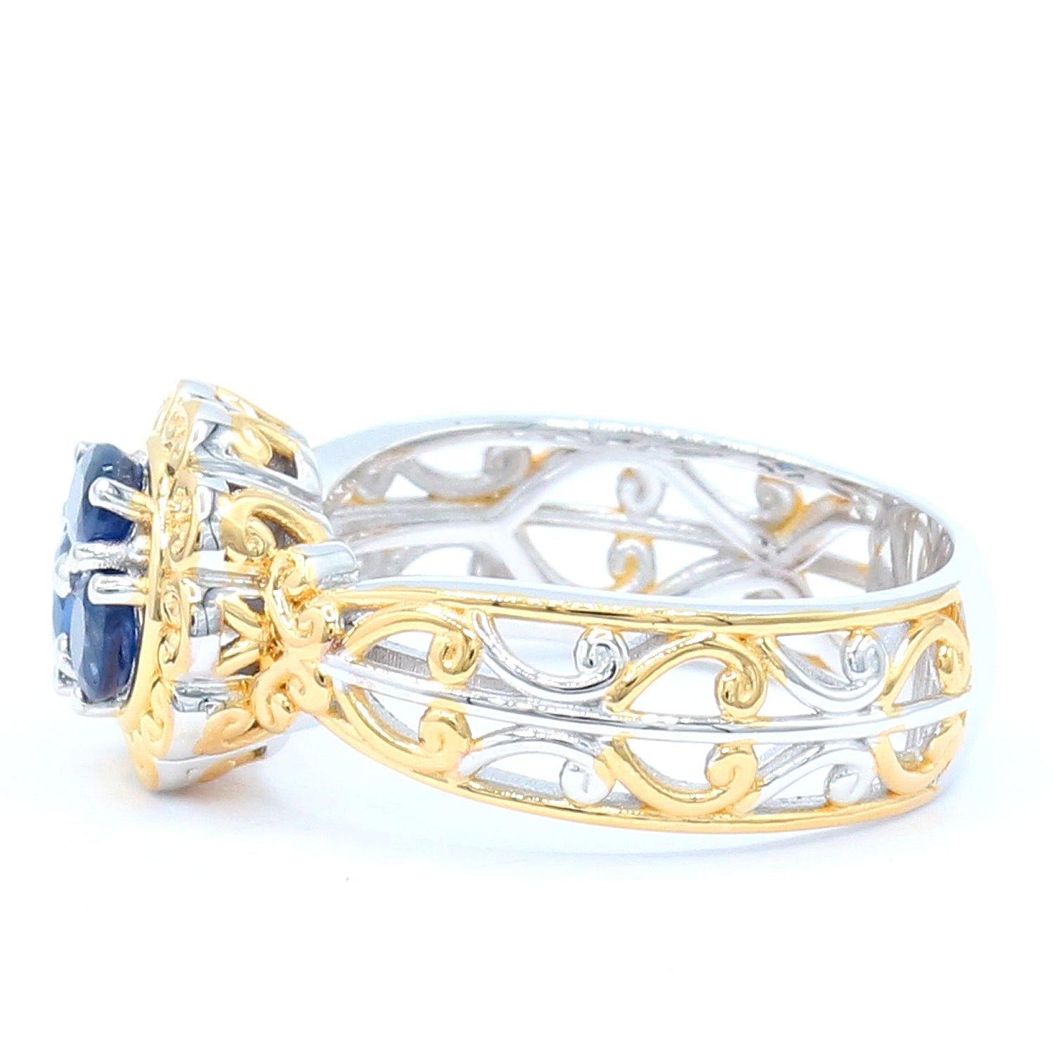 Gems en Vogue 24K Palladium Silver 0.66ctw Royal Blue Sapphire Ring