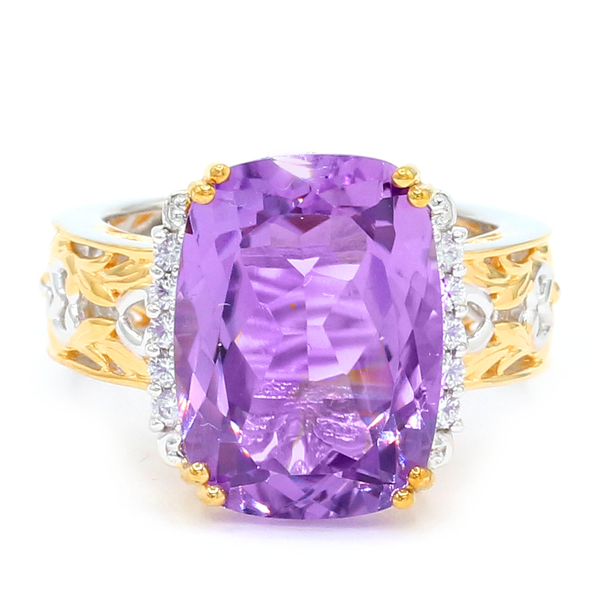 Gems en Vogue 24K Palladium Silver 8.72ctw Pink Amethyst & White Zircon Ring
