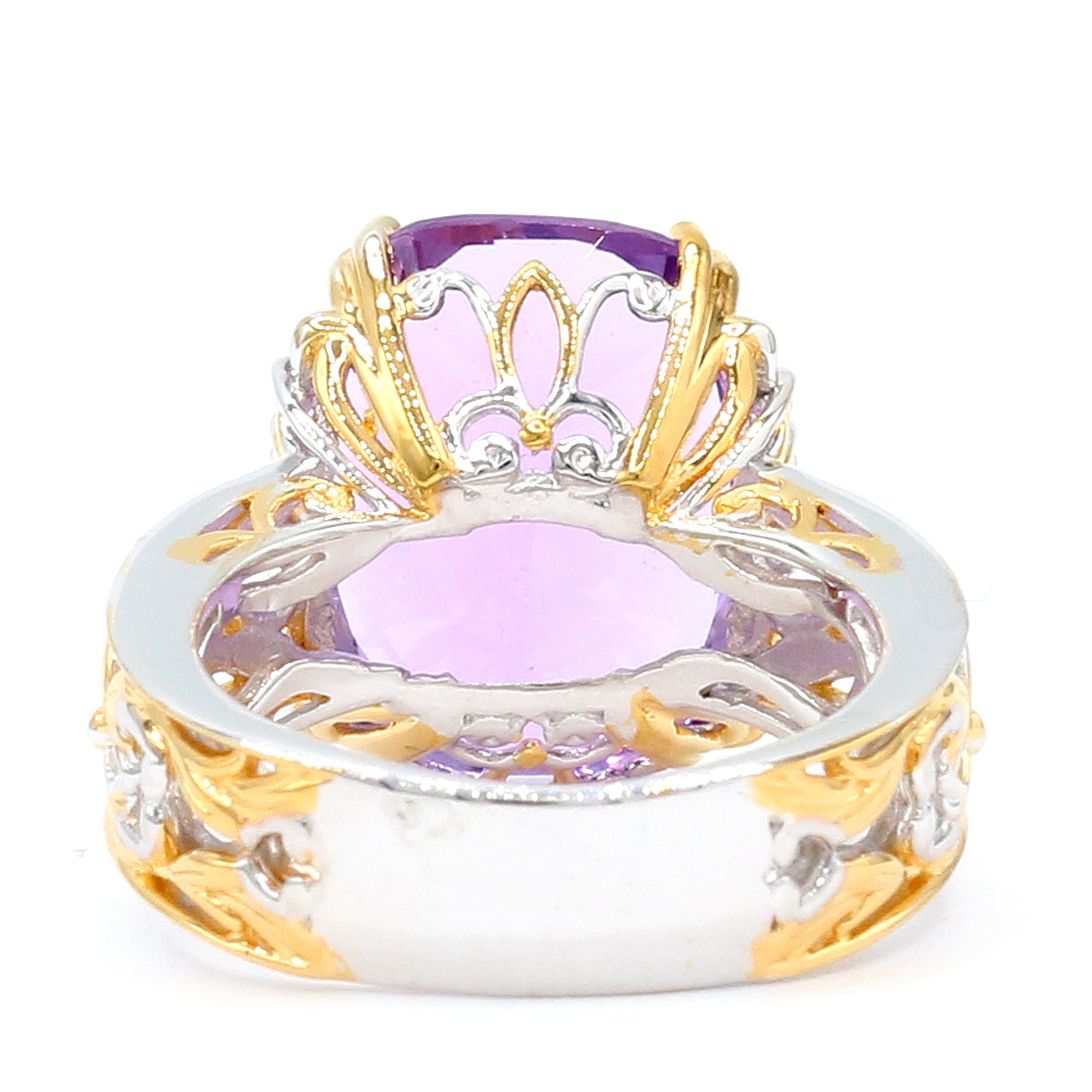 Gems en Vogue 24K Palladium Silver 8.72ctw Pink Amethyst & White Zircon Ring
